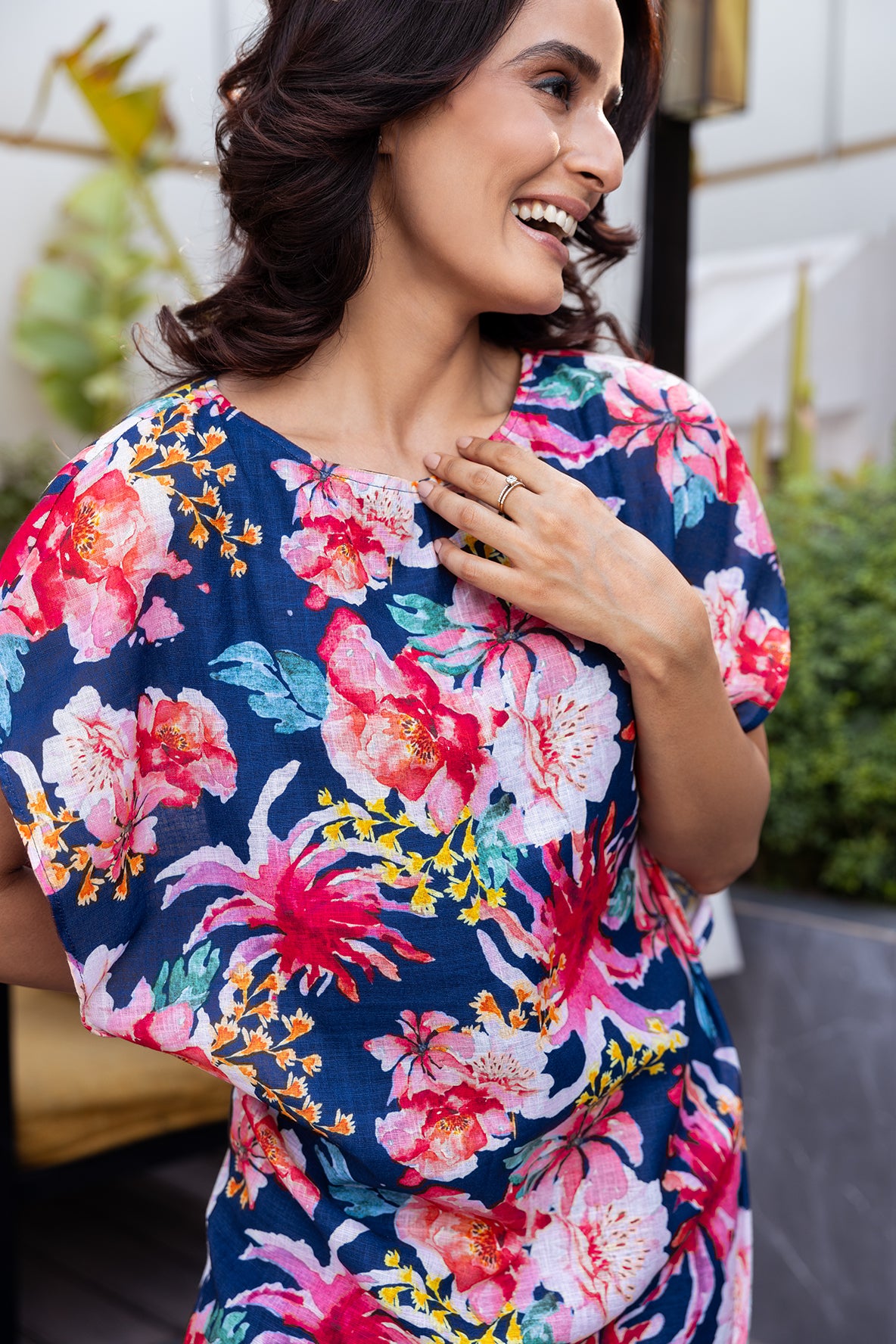 PRINTED CAPE DRESS