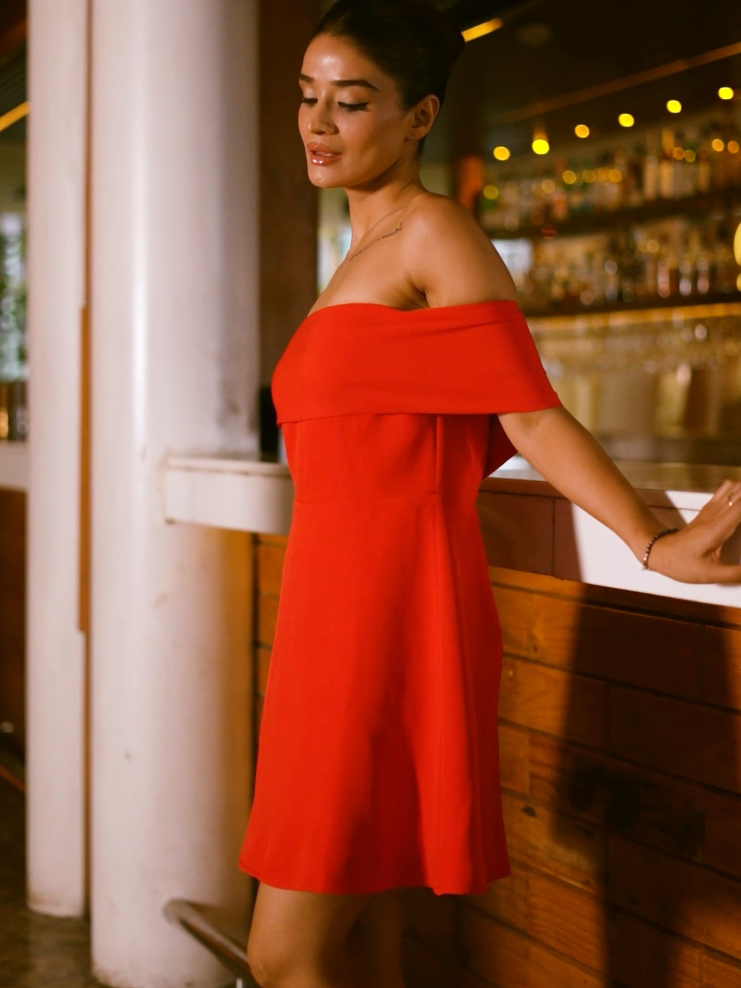 Wrap Ruffle Knee Dress