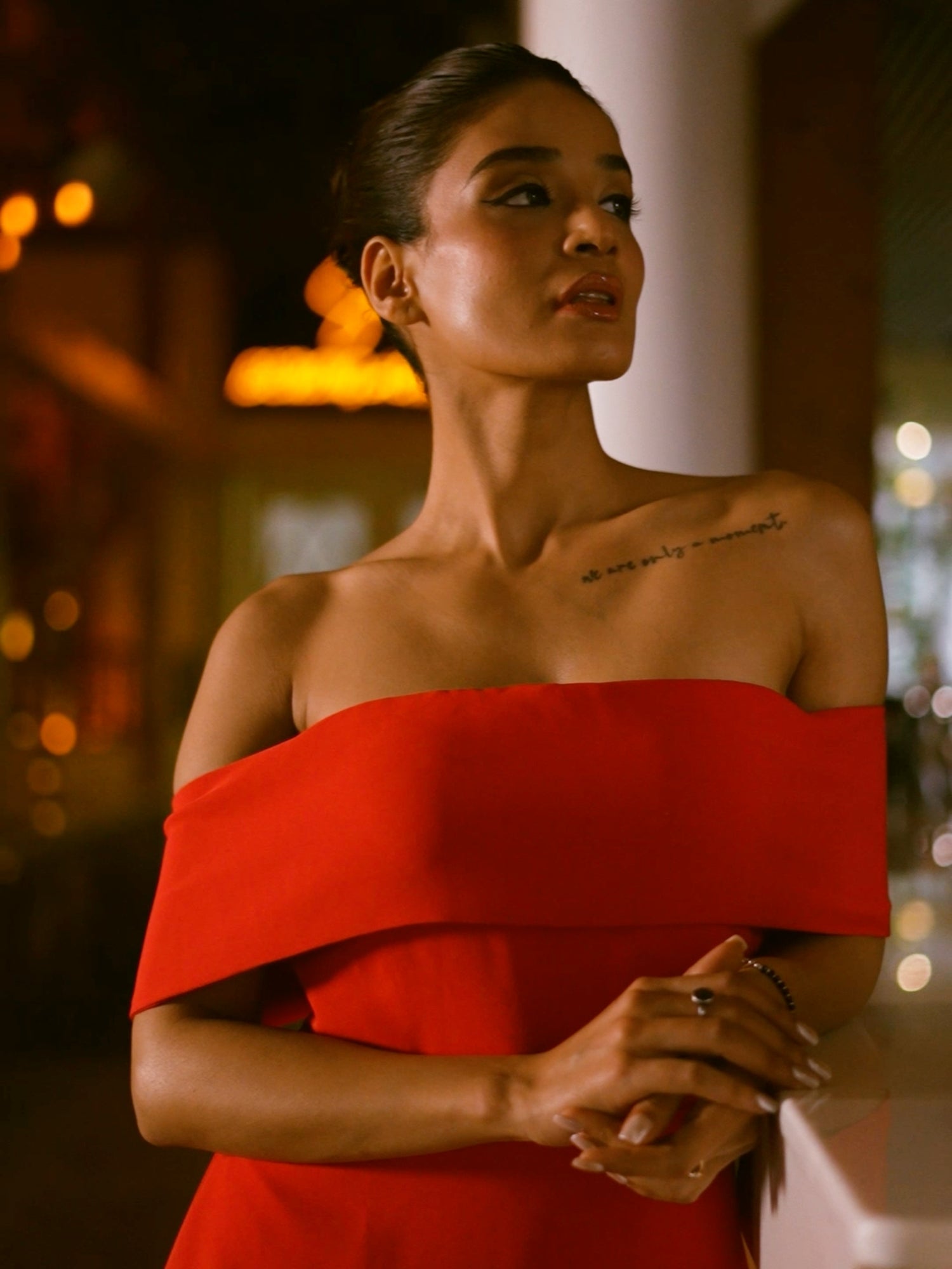 Wrap Ruffle Knee Dress