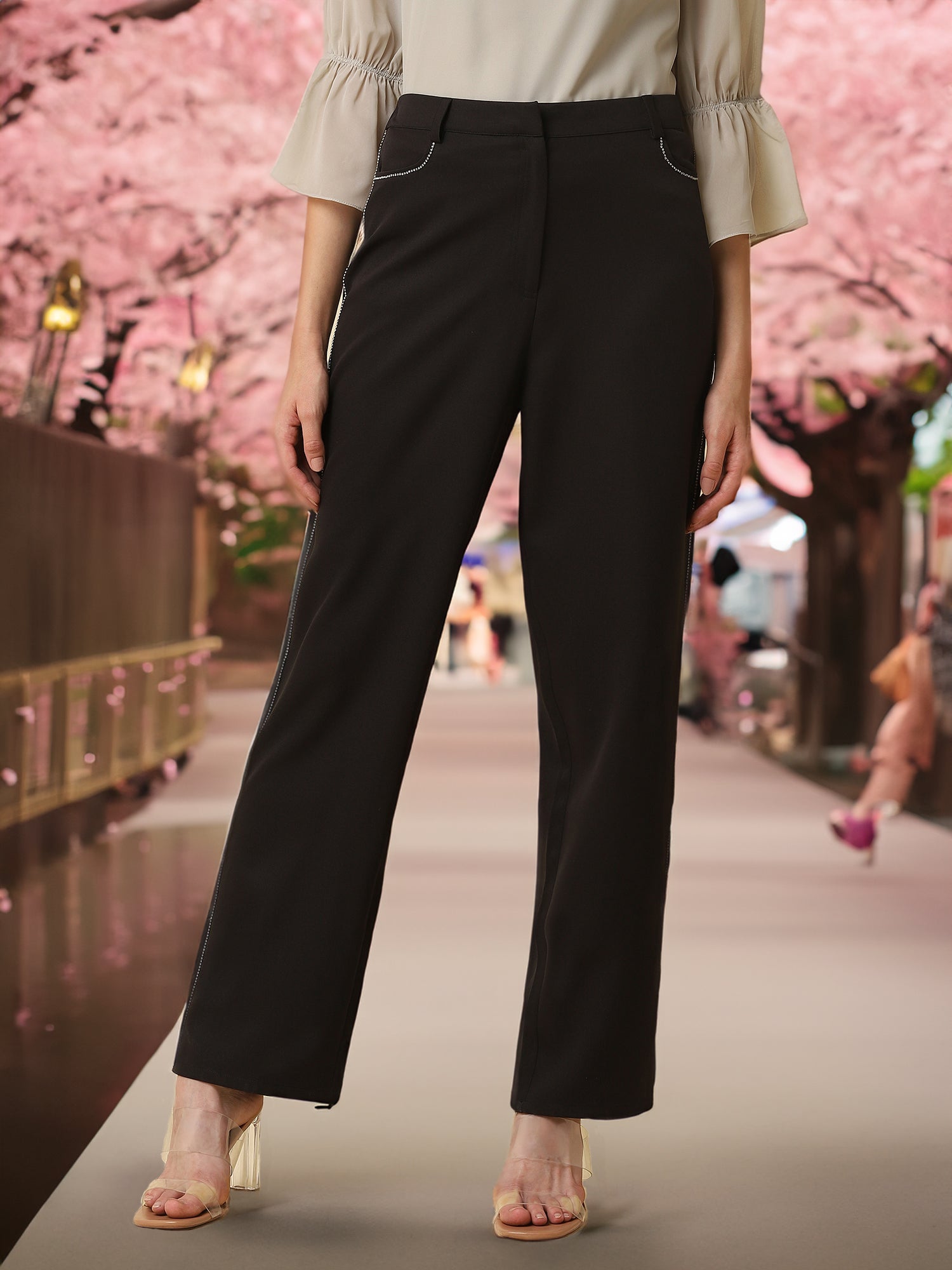 Black Party Pants With Swarovski