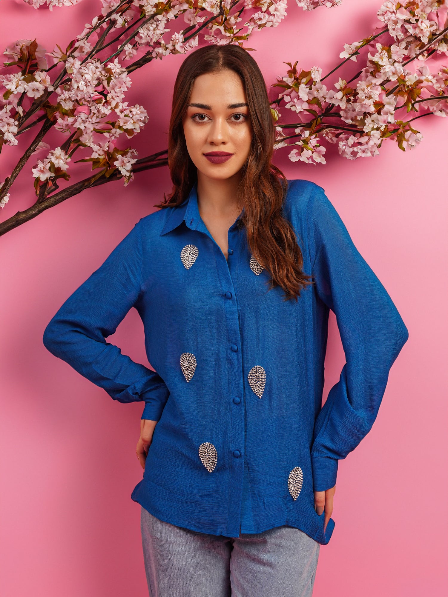 Deluxe Embellished Blue Shirt