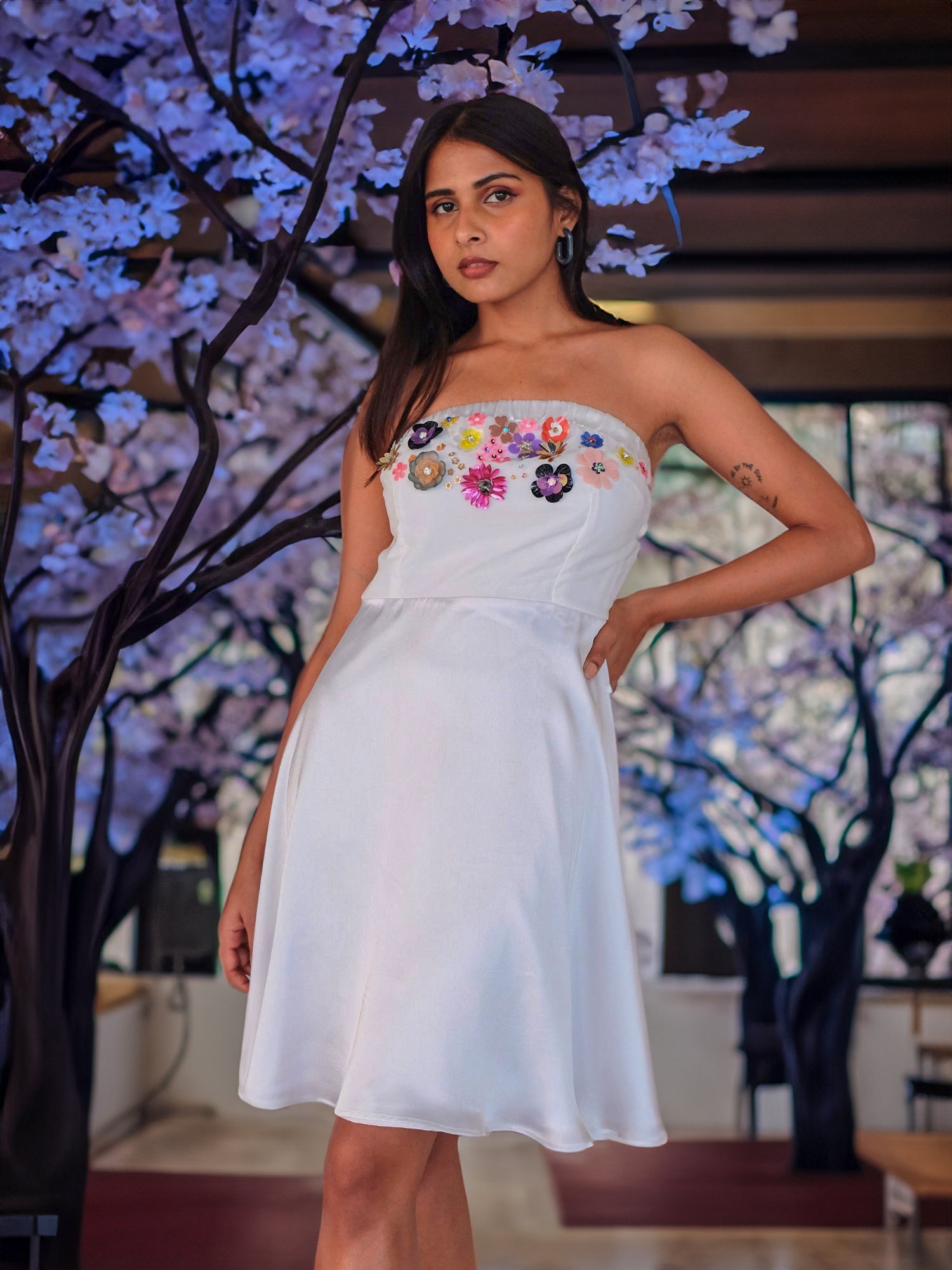 Multi-Color White Tube Dress