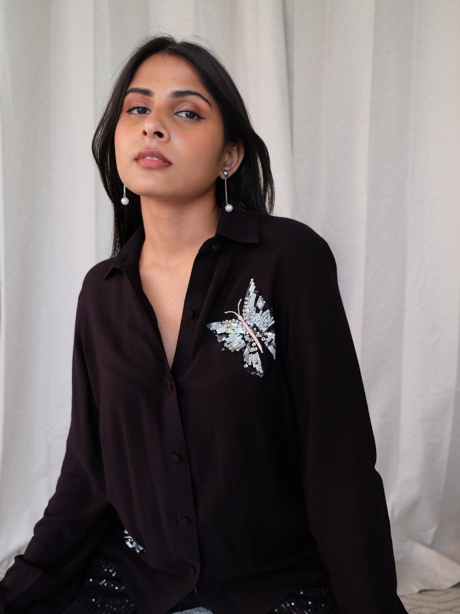 Pretty Butterfly Black Shirt