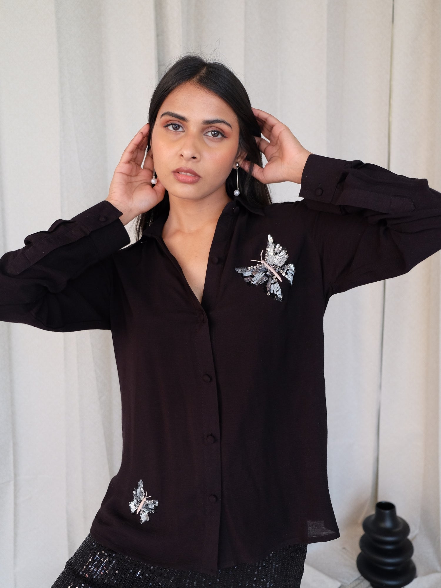 Pretty Butterfly Black Shirt