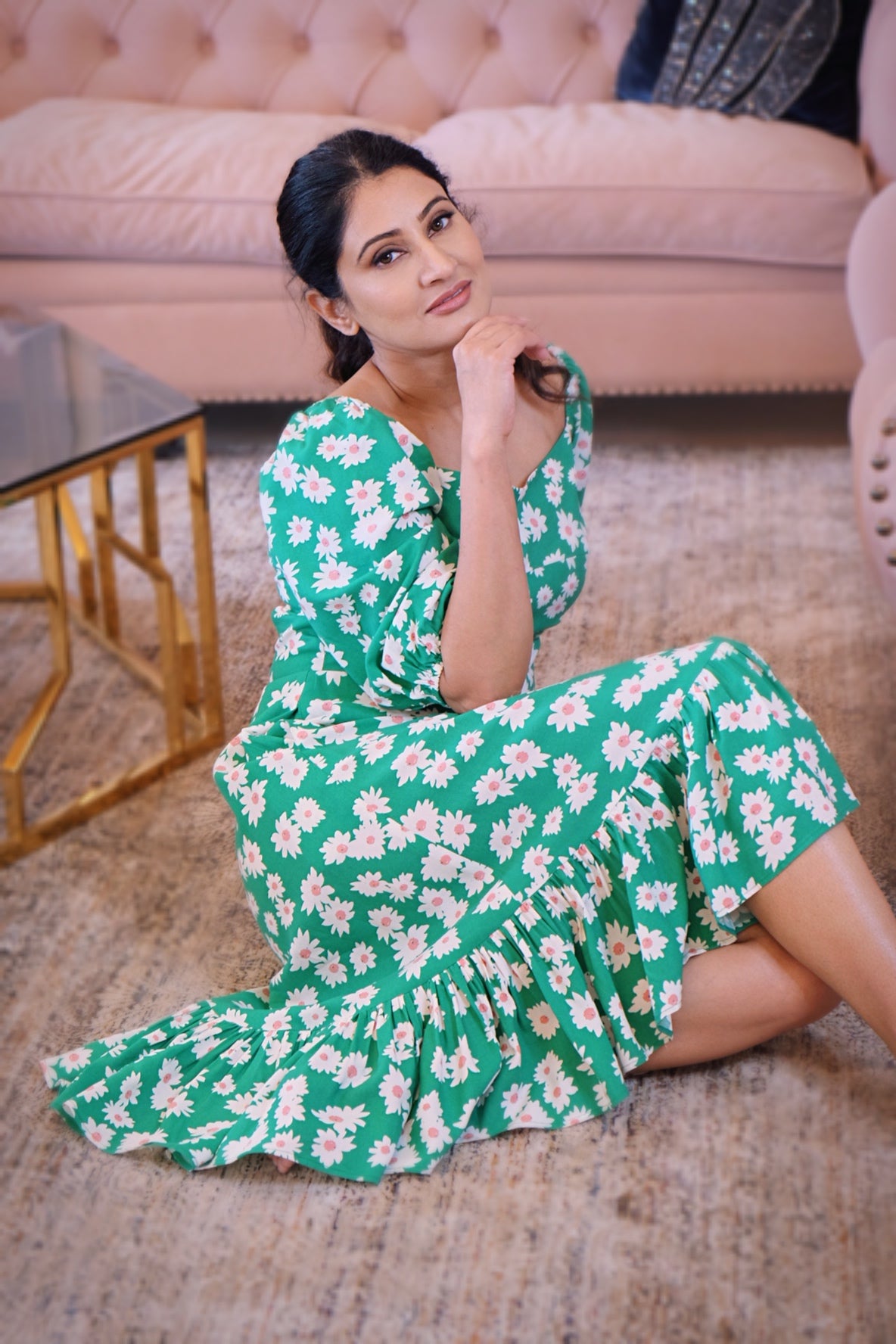 Meadow Breeze Green Floral Dress