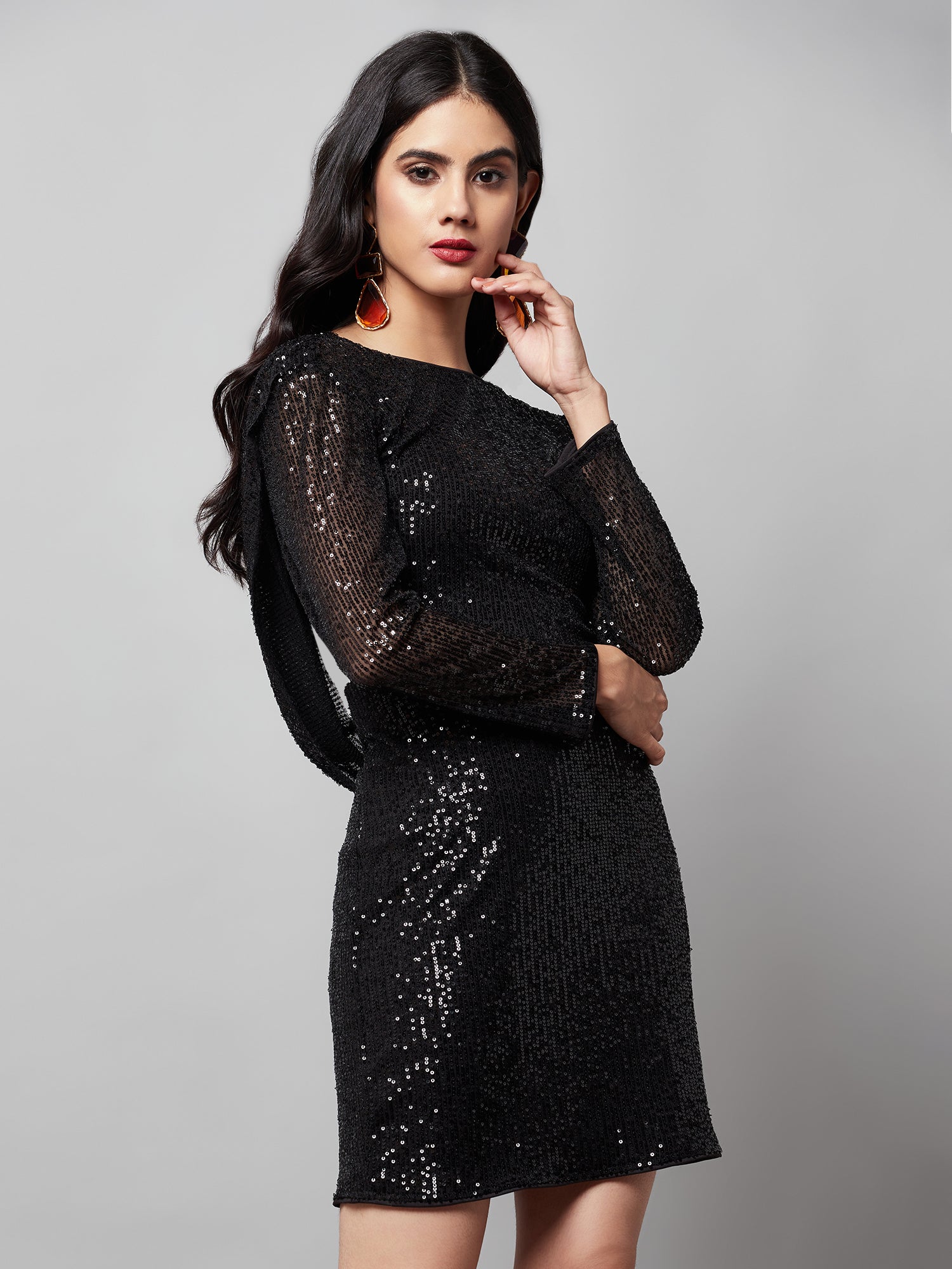 straight fire black on black dress