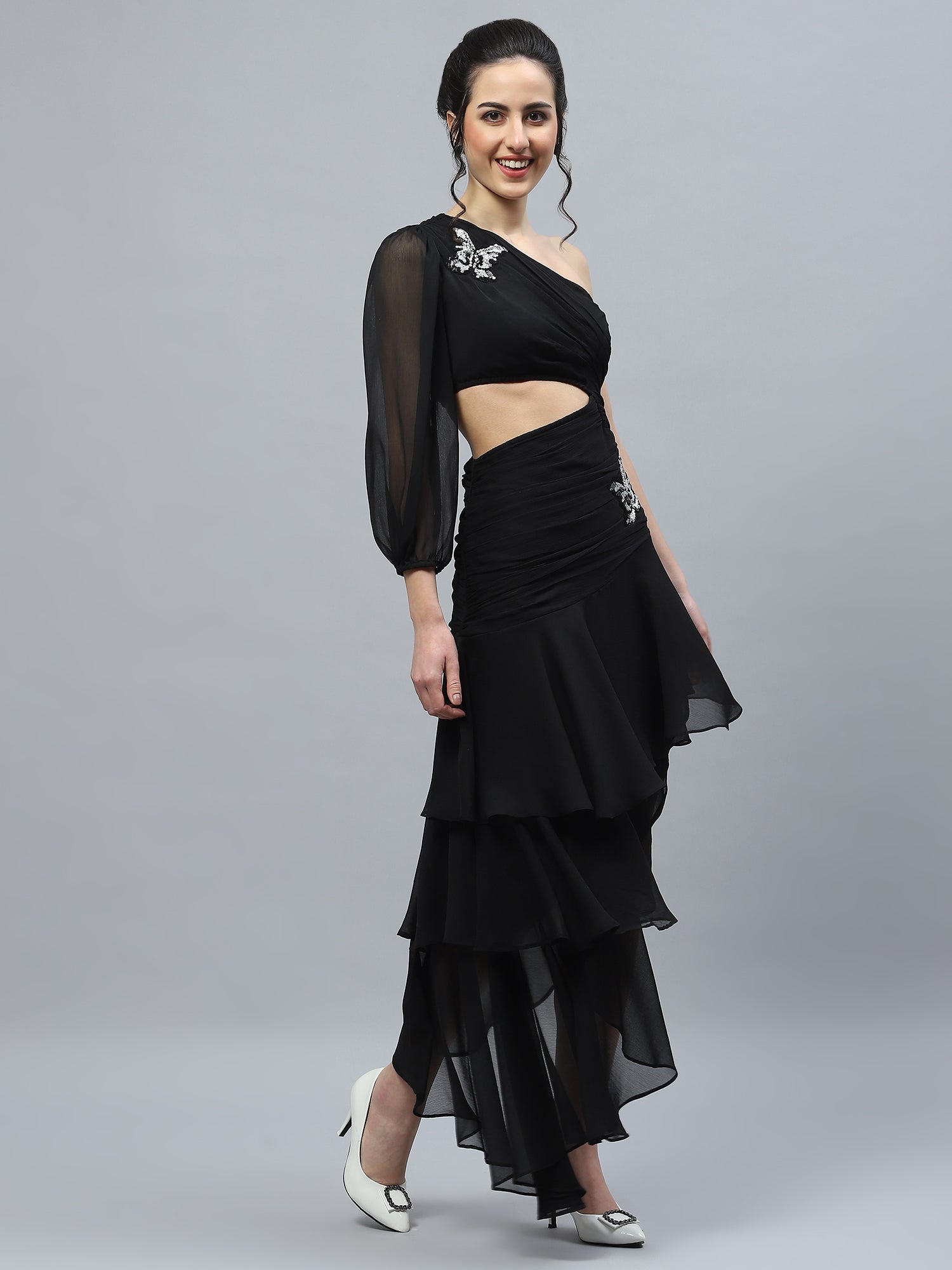 High-Low Cut-Out Black Dress