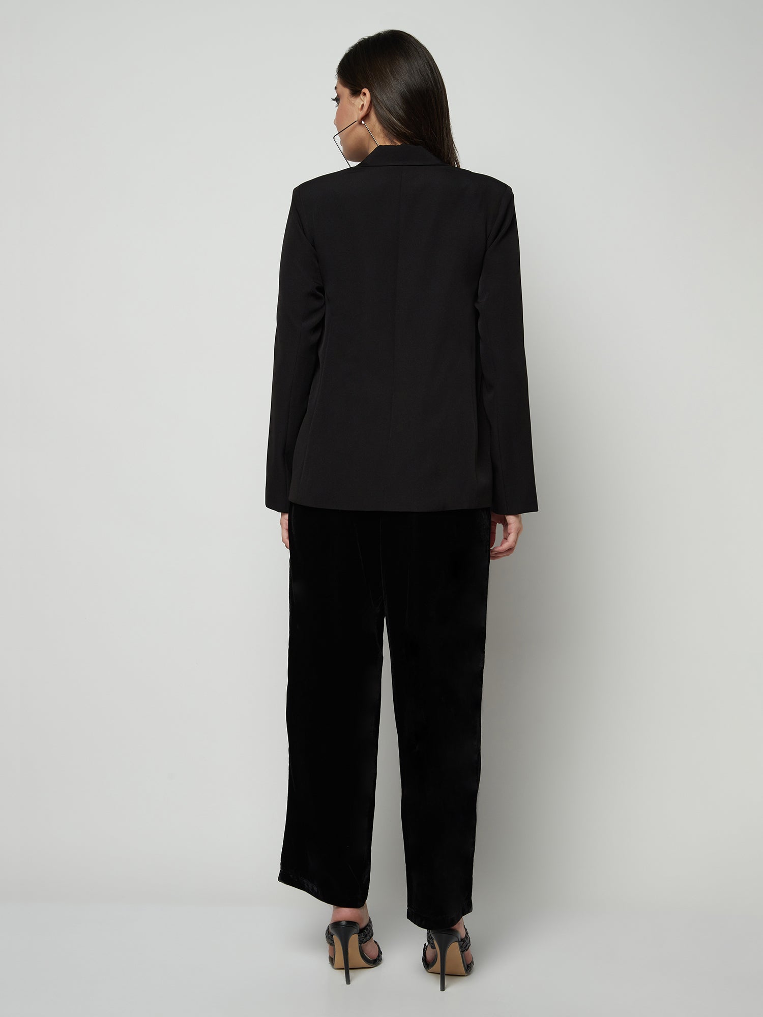 Jet Black Brooch Blazer