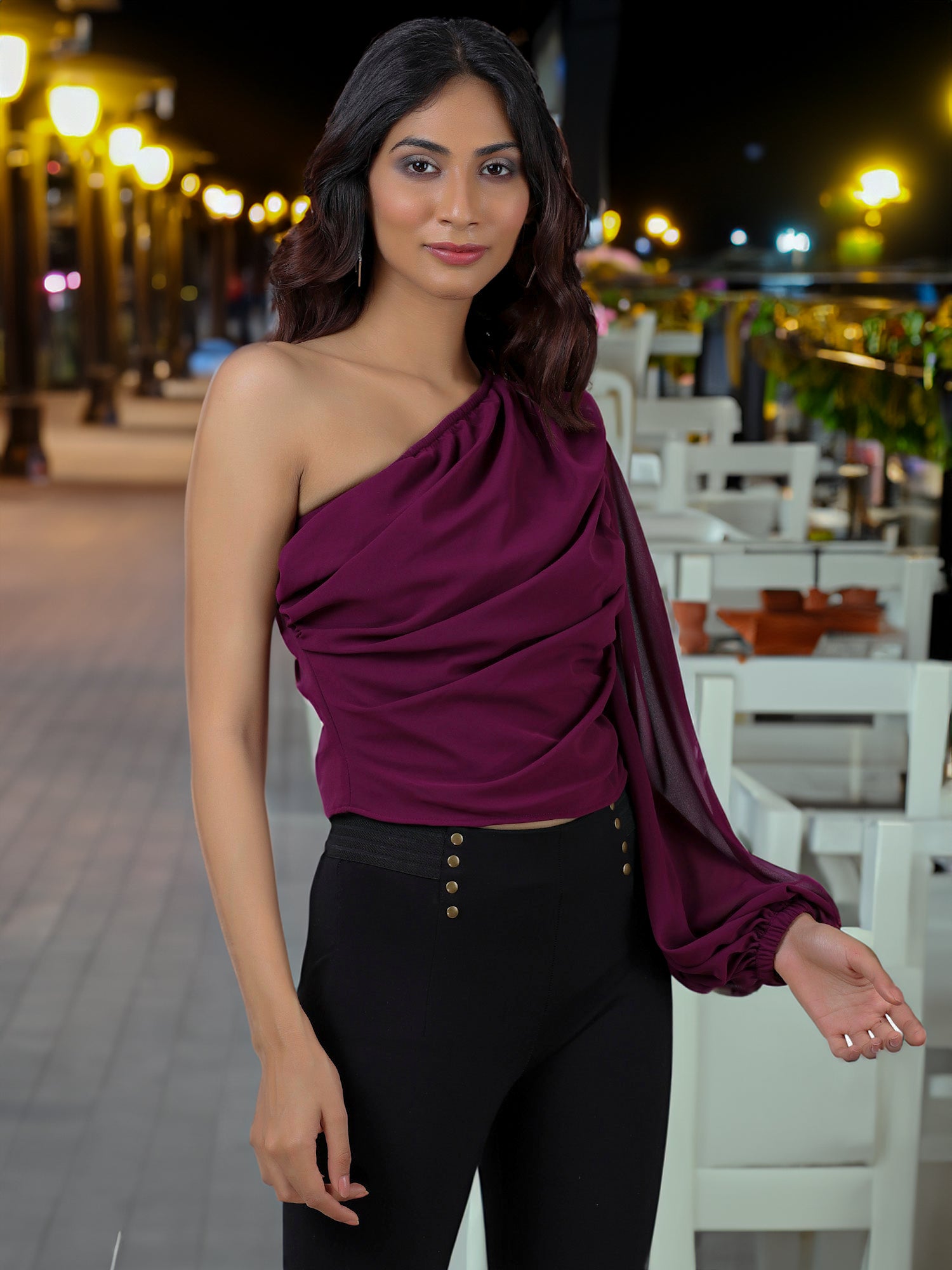 Wine Statement Opulent Sleeve Blouse