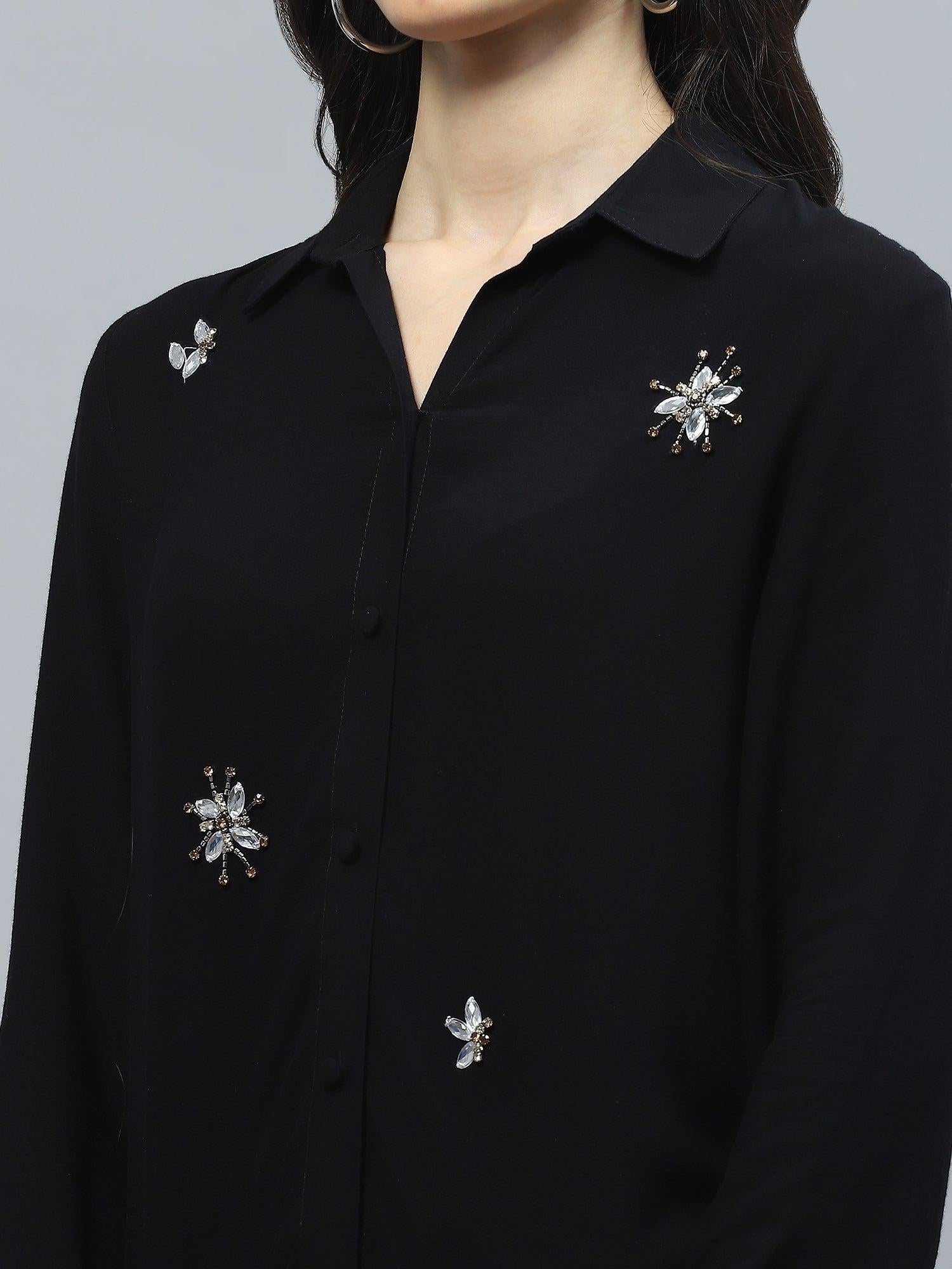 DELUXE EMBELLISHED STONE MOTIF SHIRT