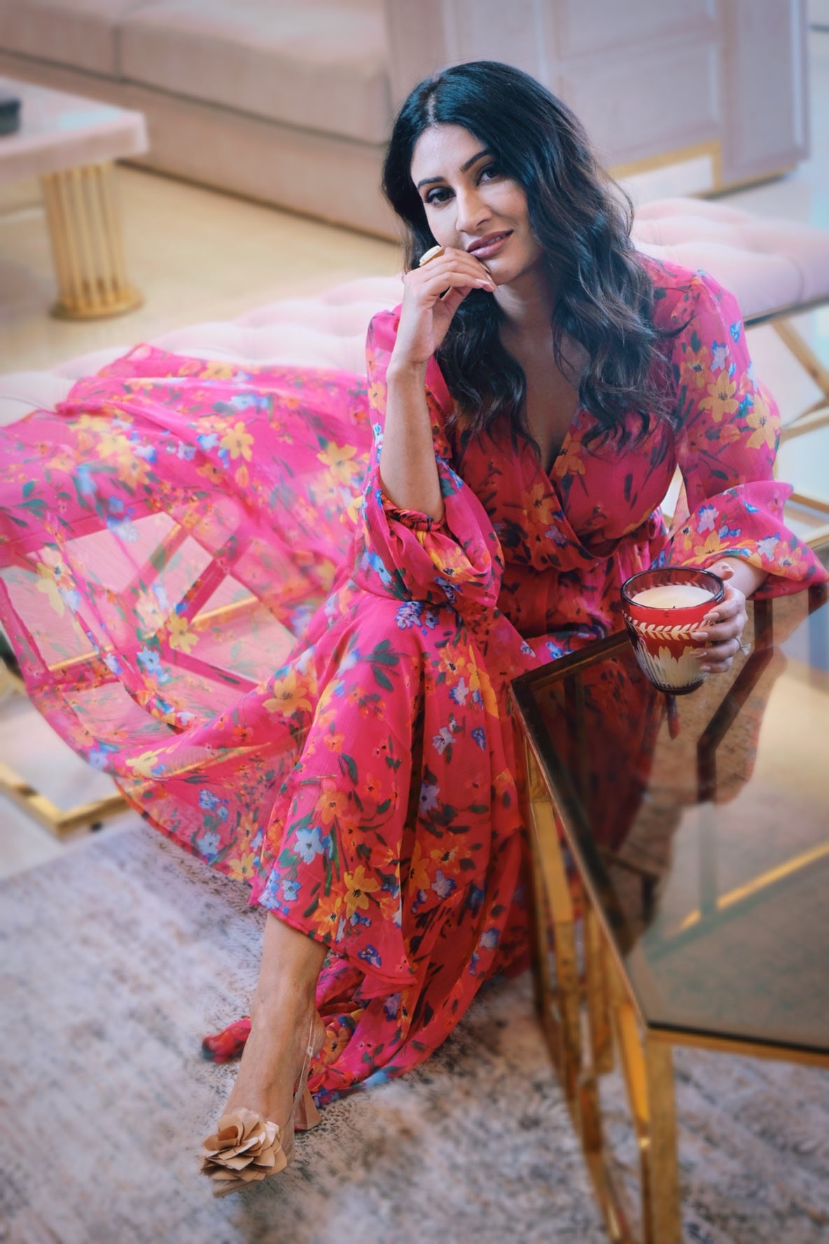 Cute Summer Floral Pink Dress