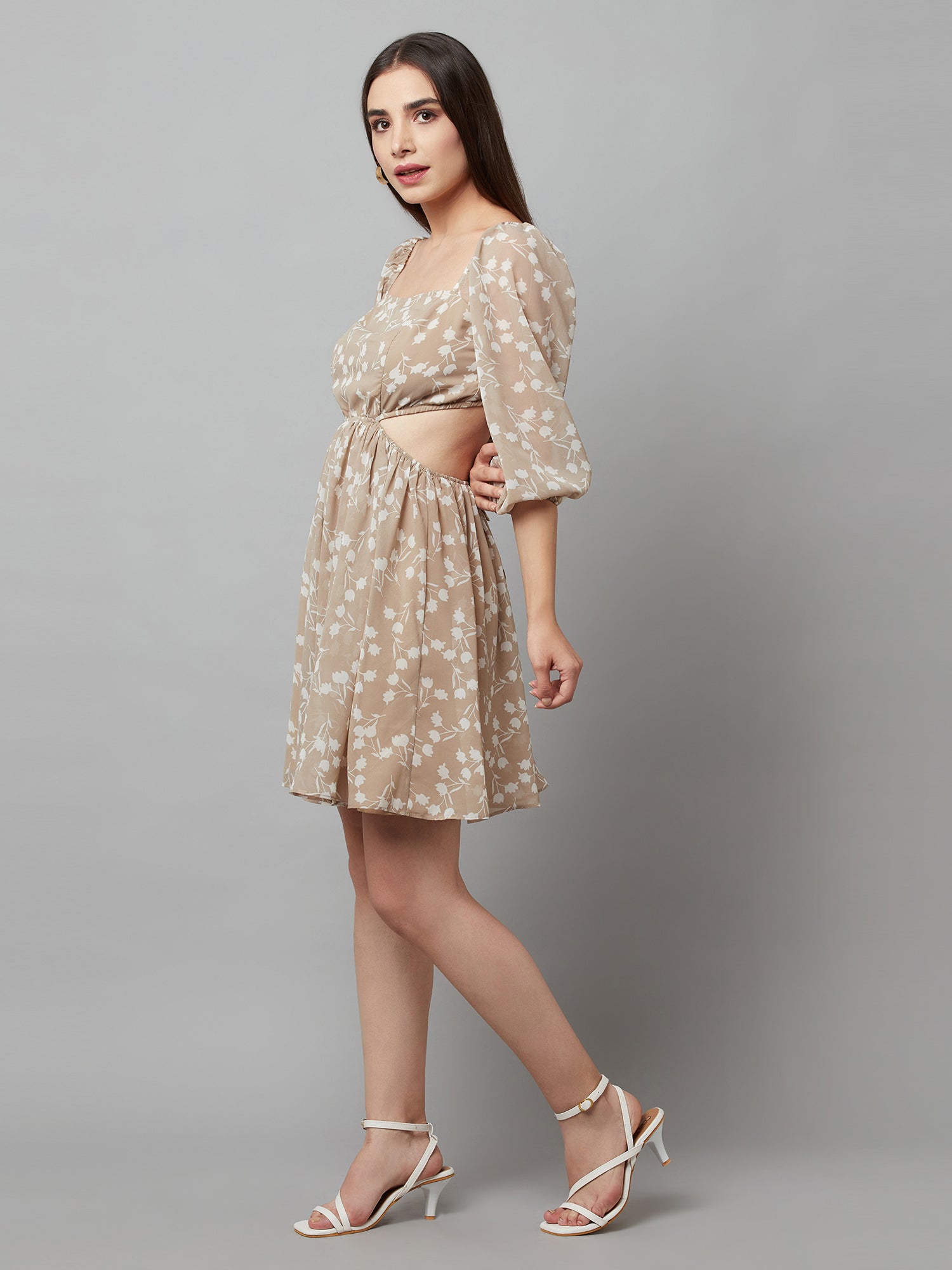 Resort Vacay Cut-out Beige Dress