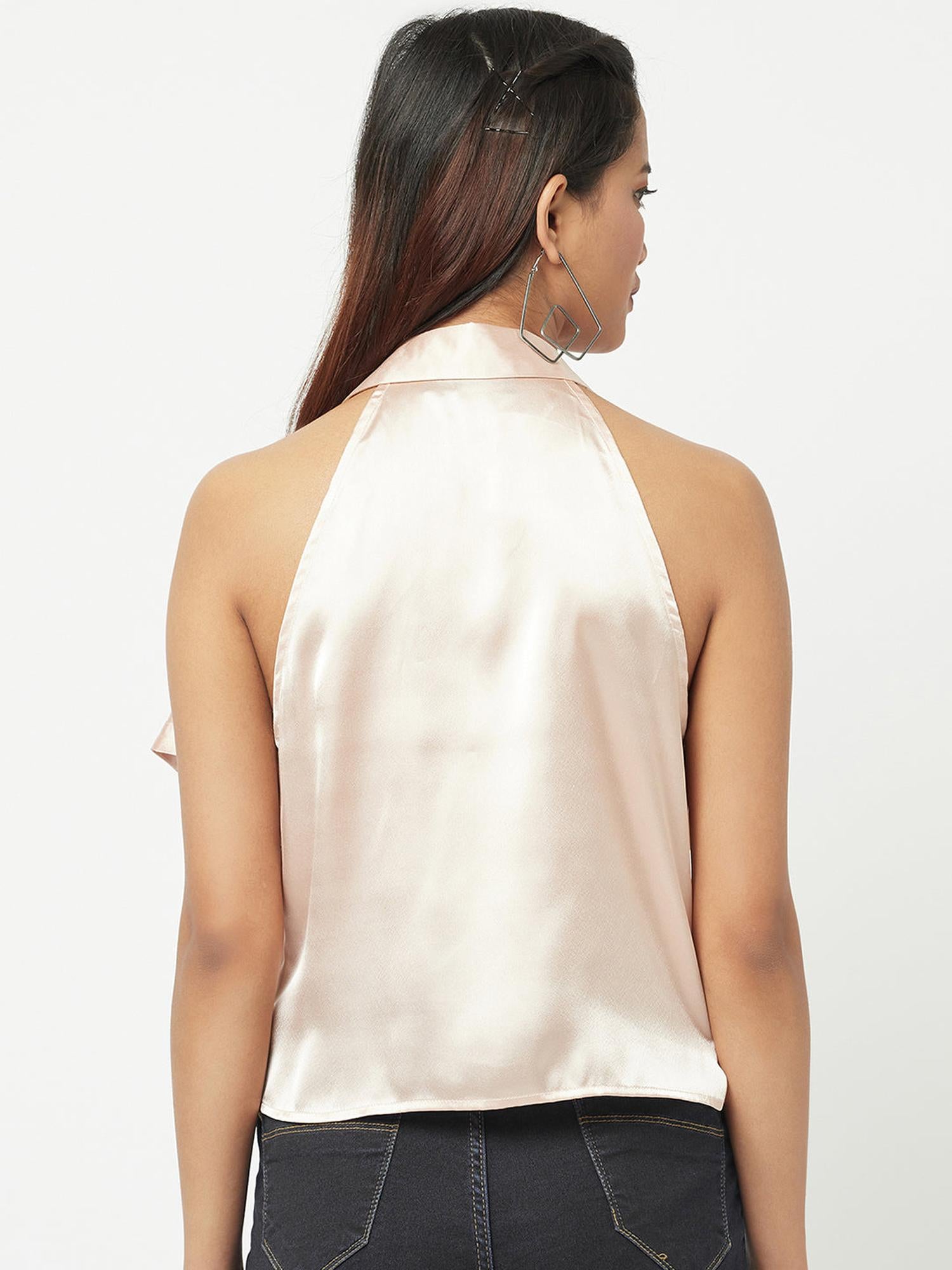 Nude Ruffle Romance Satin Top