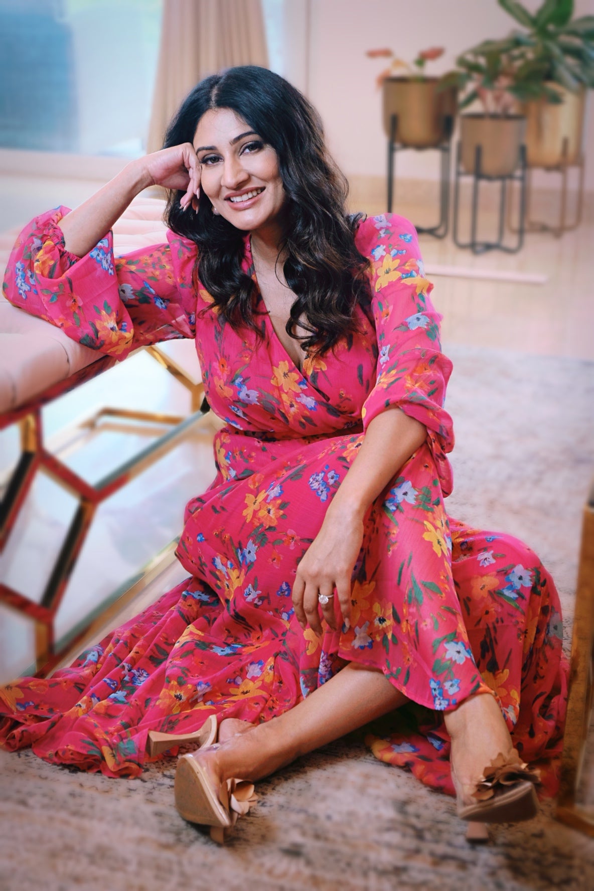 Cute Summer Floral Pink Dress