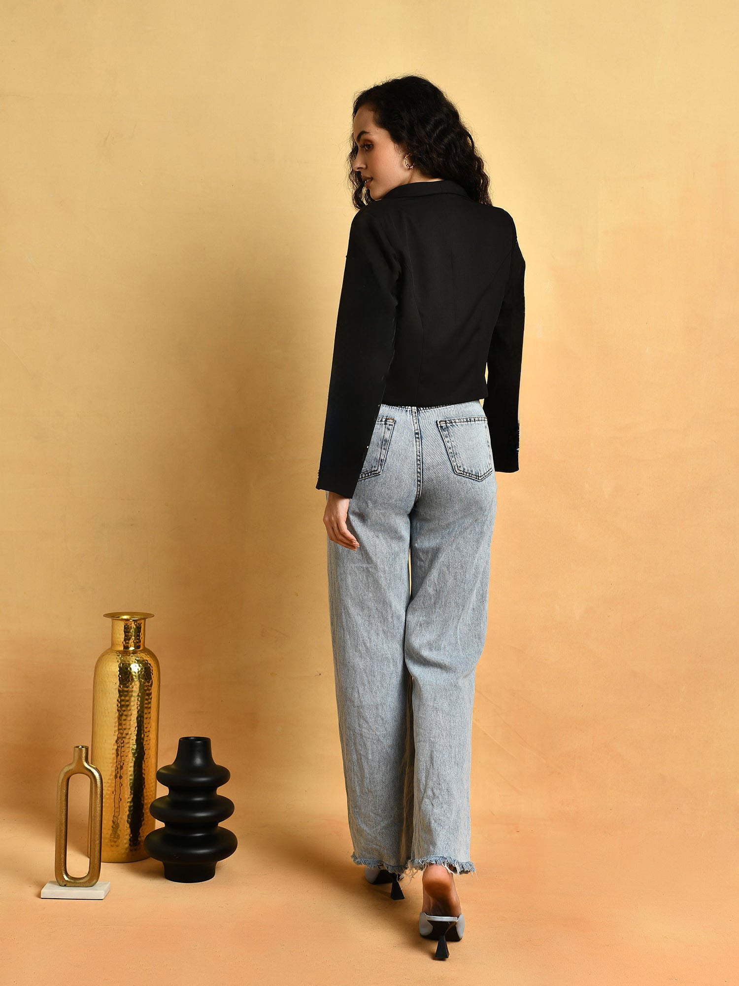 Black Sleeve Ornamented Blazer