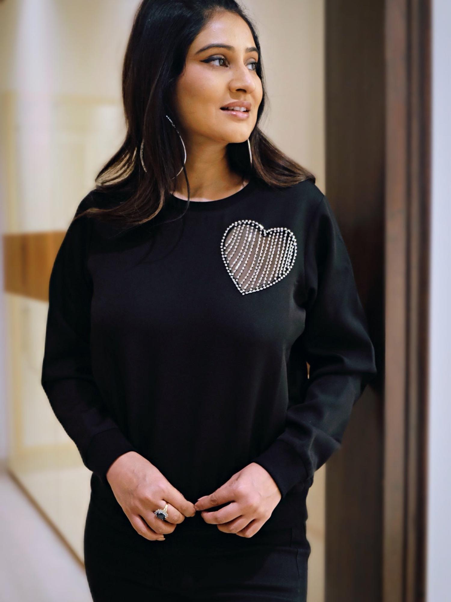 Bling Heart Black Tee