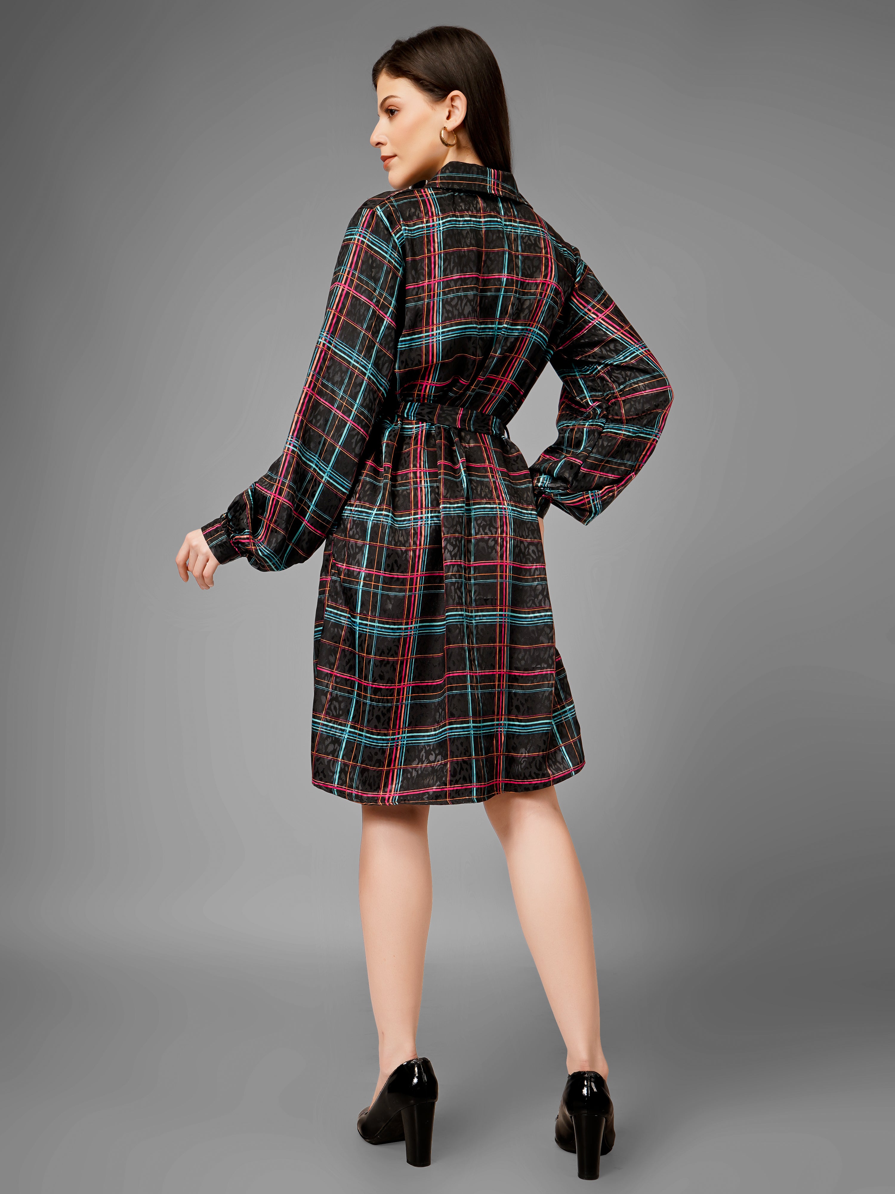 All Over Printed Black Dress