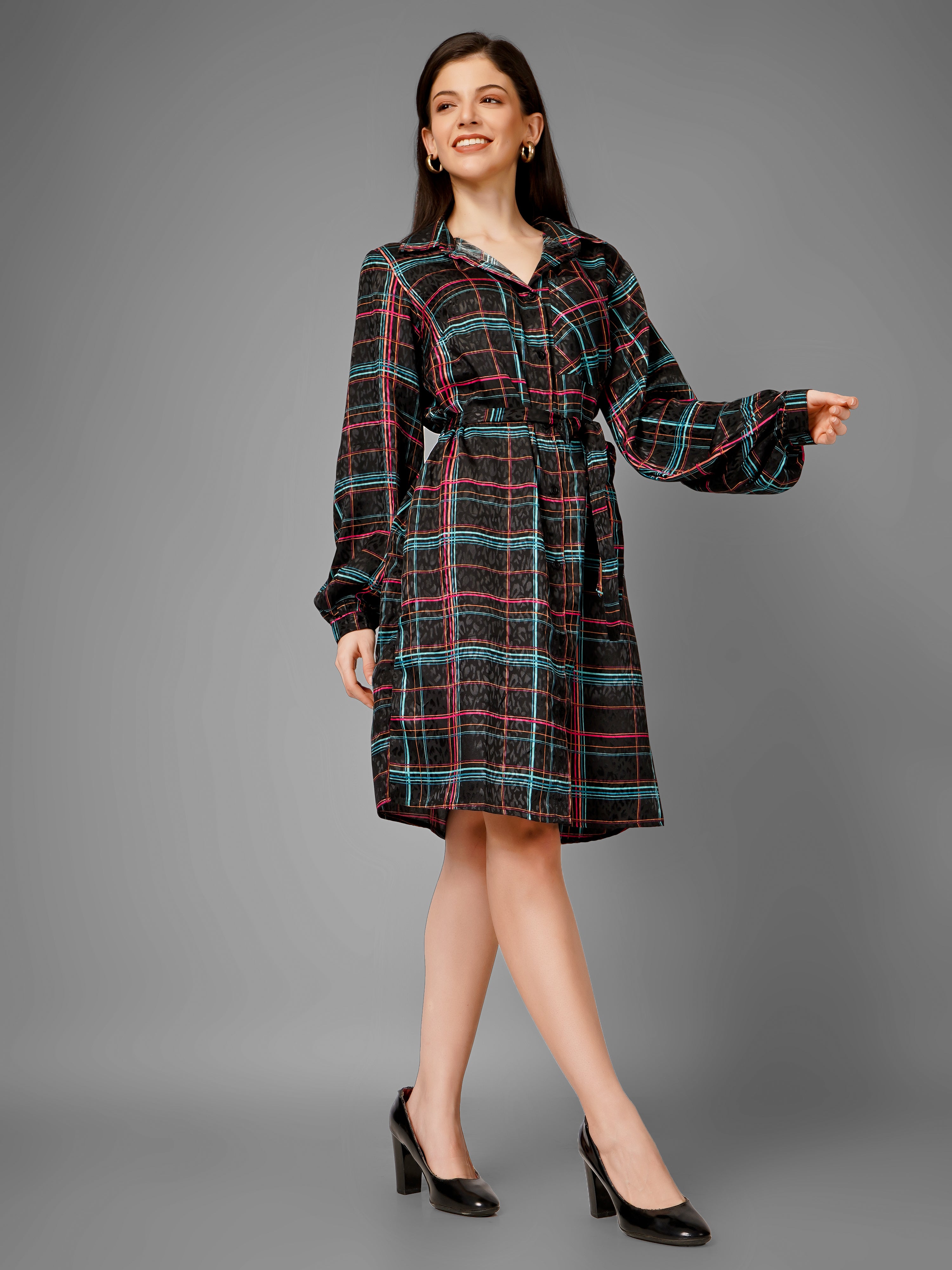 All Over Printed Black Dress