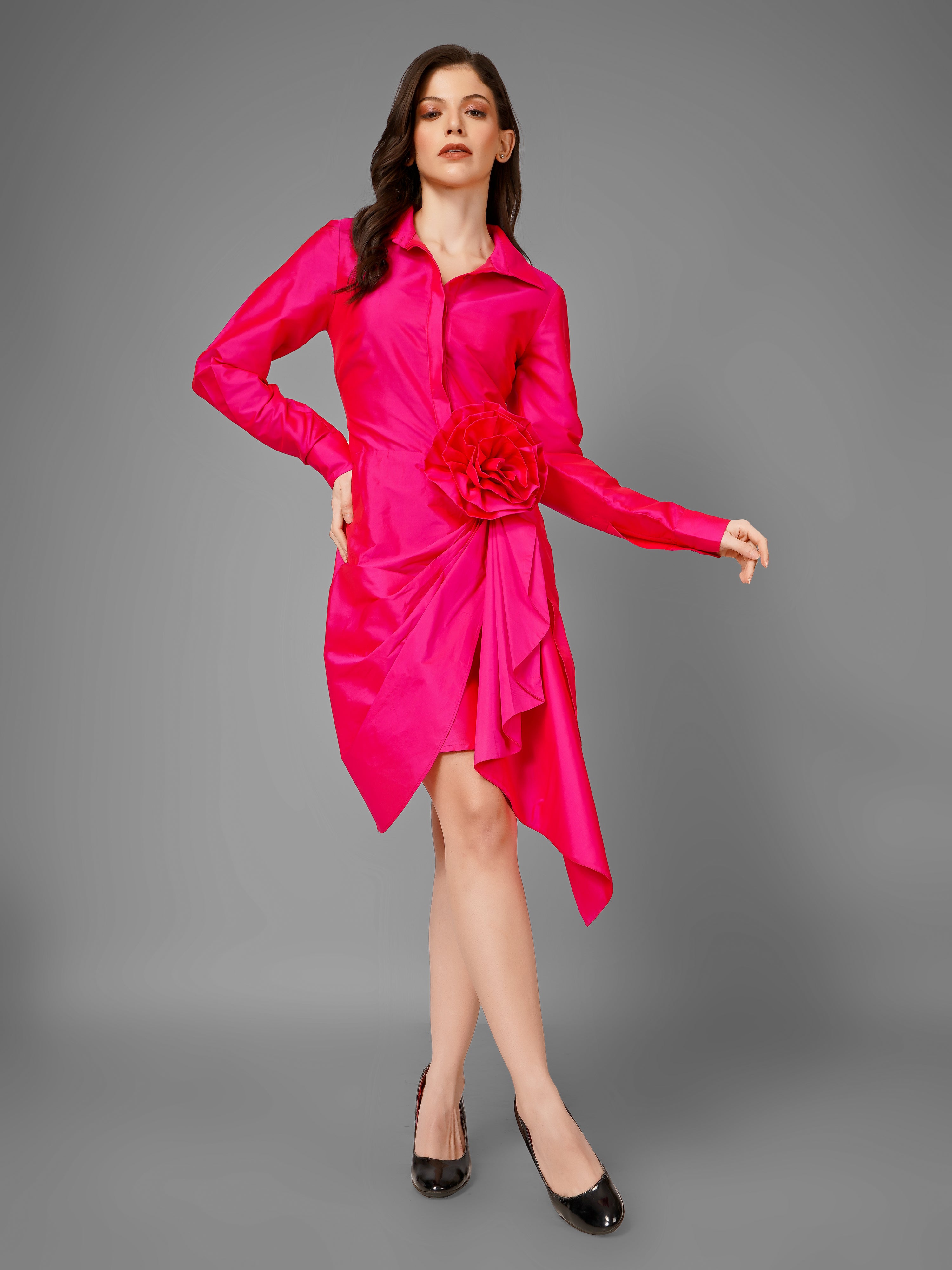 Dramatic Pink Taffeta Dress