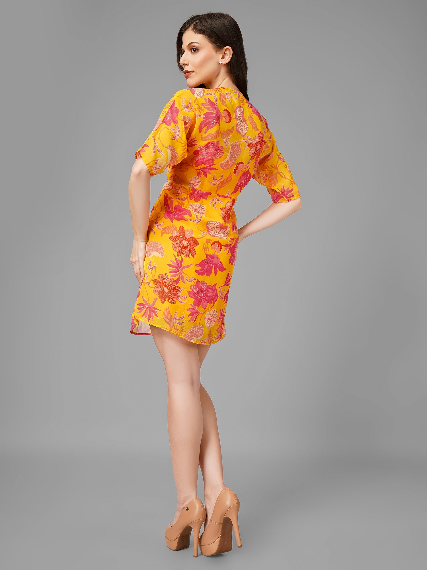 Yellow Printed Botanical Dress