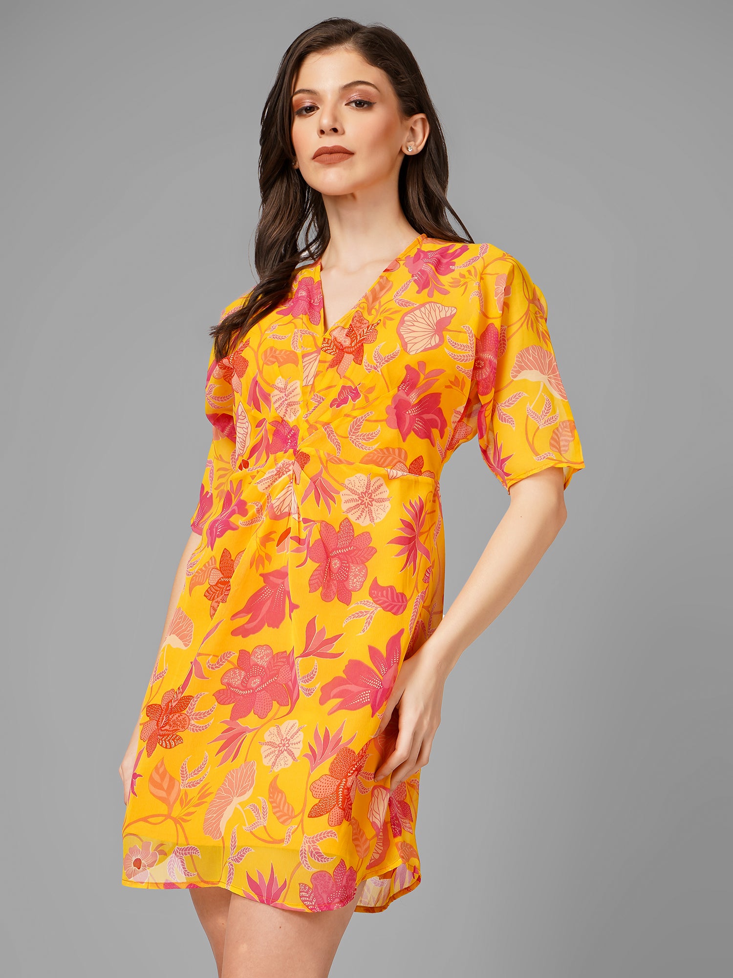Yellow Printed Botanical Dress