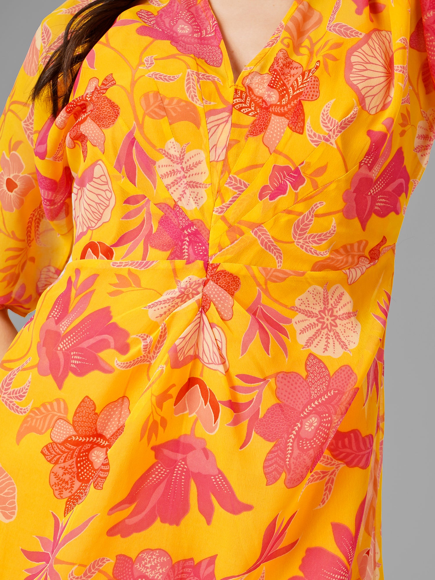 Yellow Printed Botanical Dress