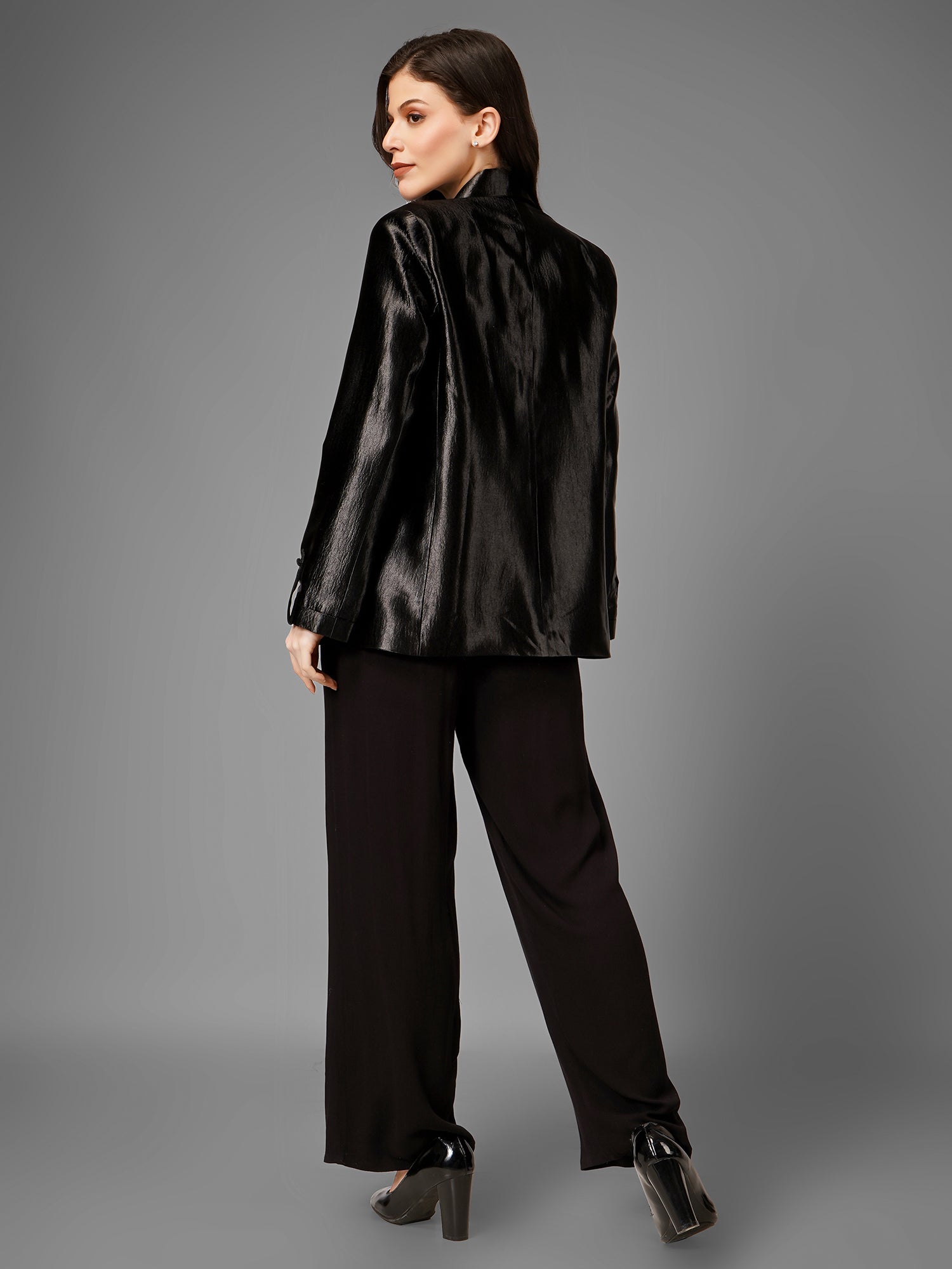 Shiny Ludo Satin Blazer