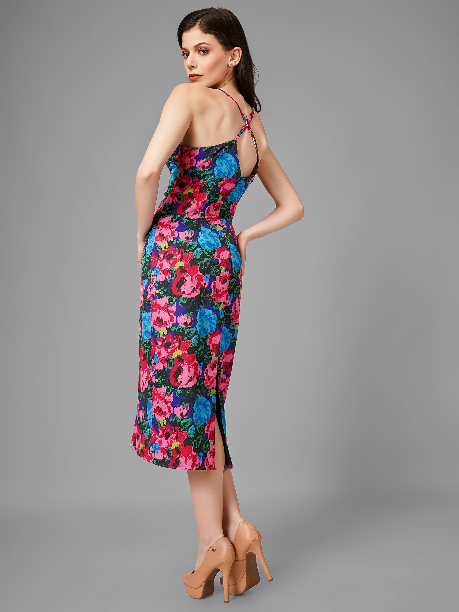 Multi-floral Midi Dress