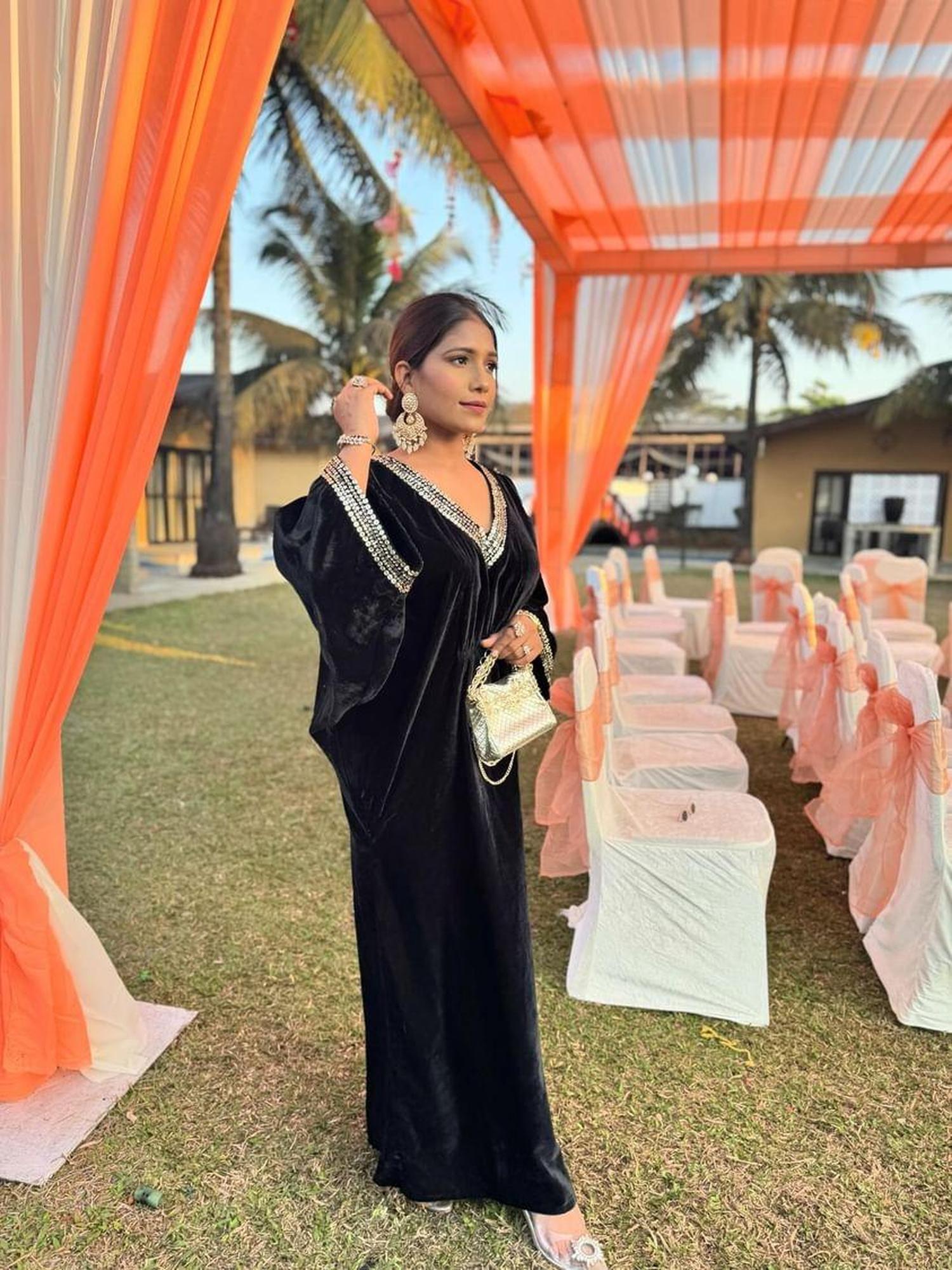 Black & Gold Velvet Kaftan