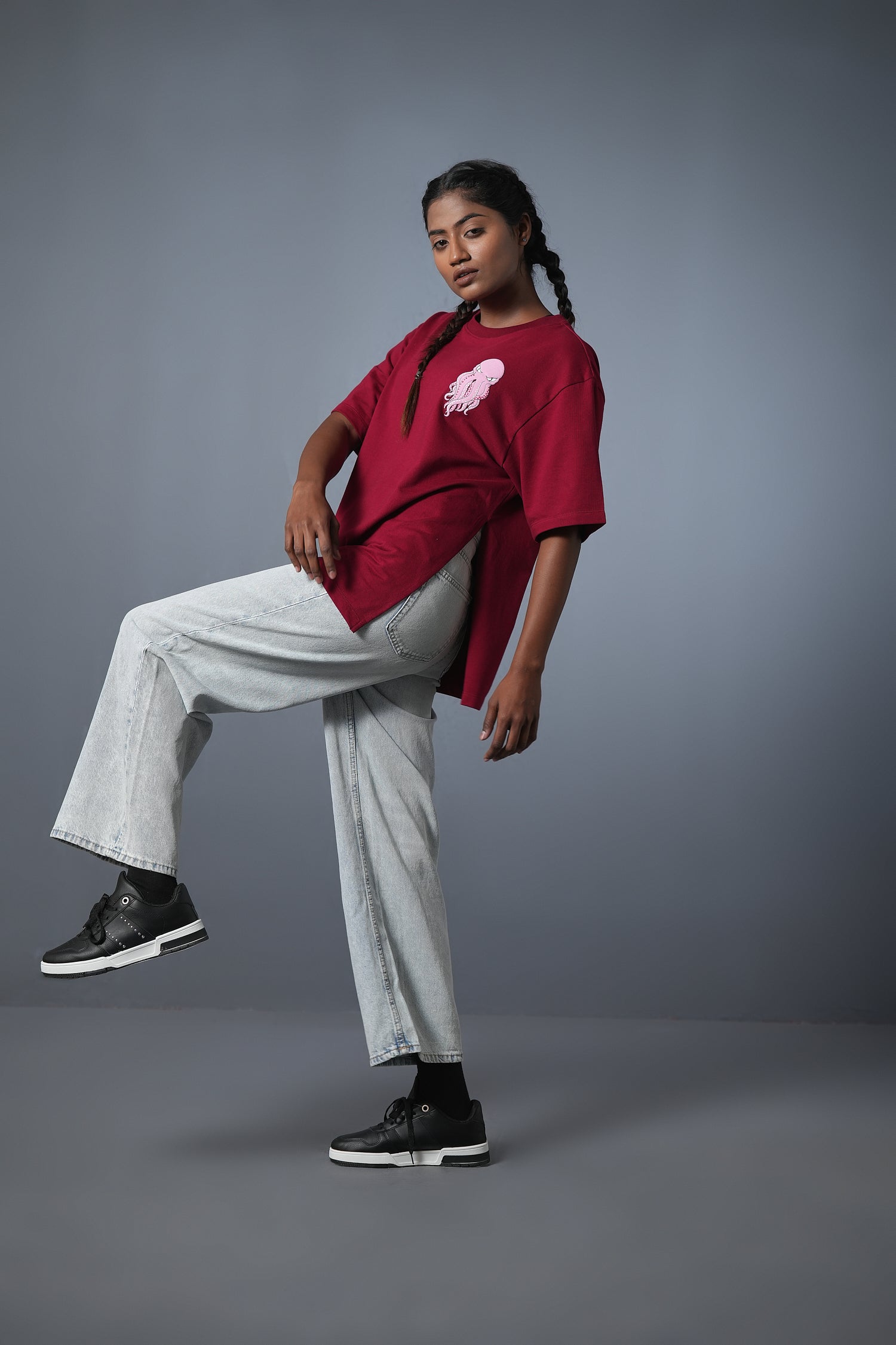 OCTOPIY PINK PUFFER TEE RED