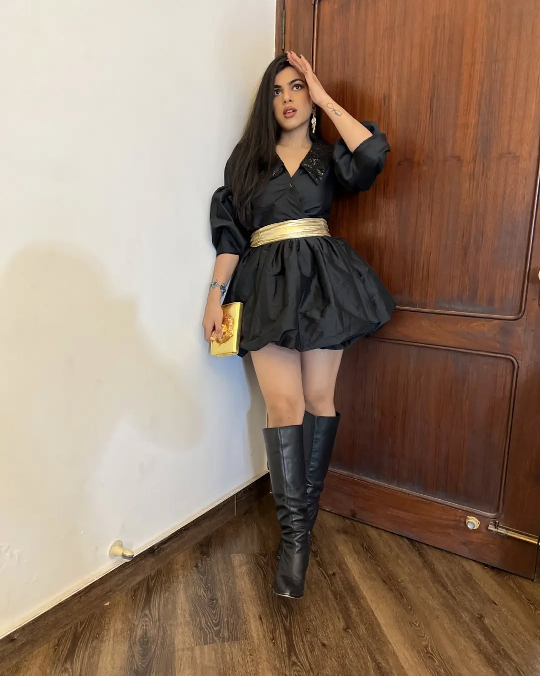 Black Spring Flouncy Dress