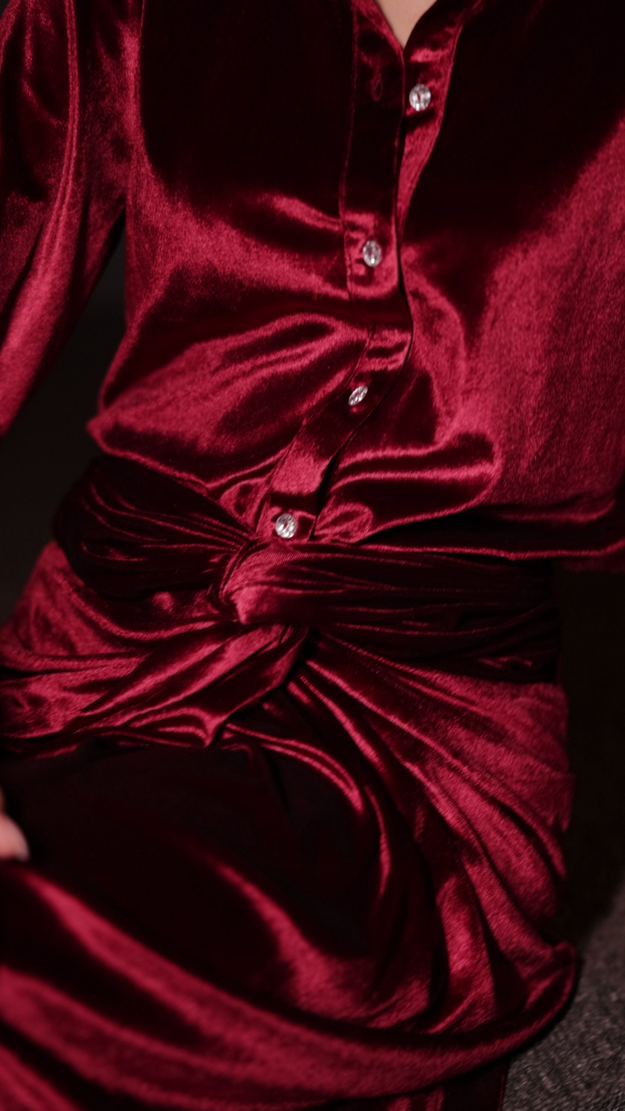 Sexy velvet Red Dhoti Cord Set