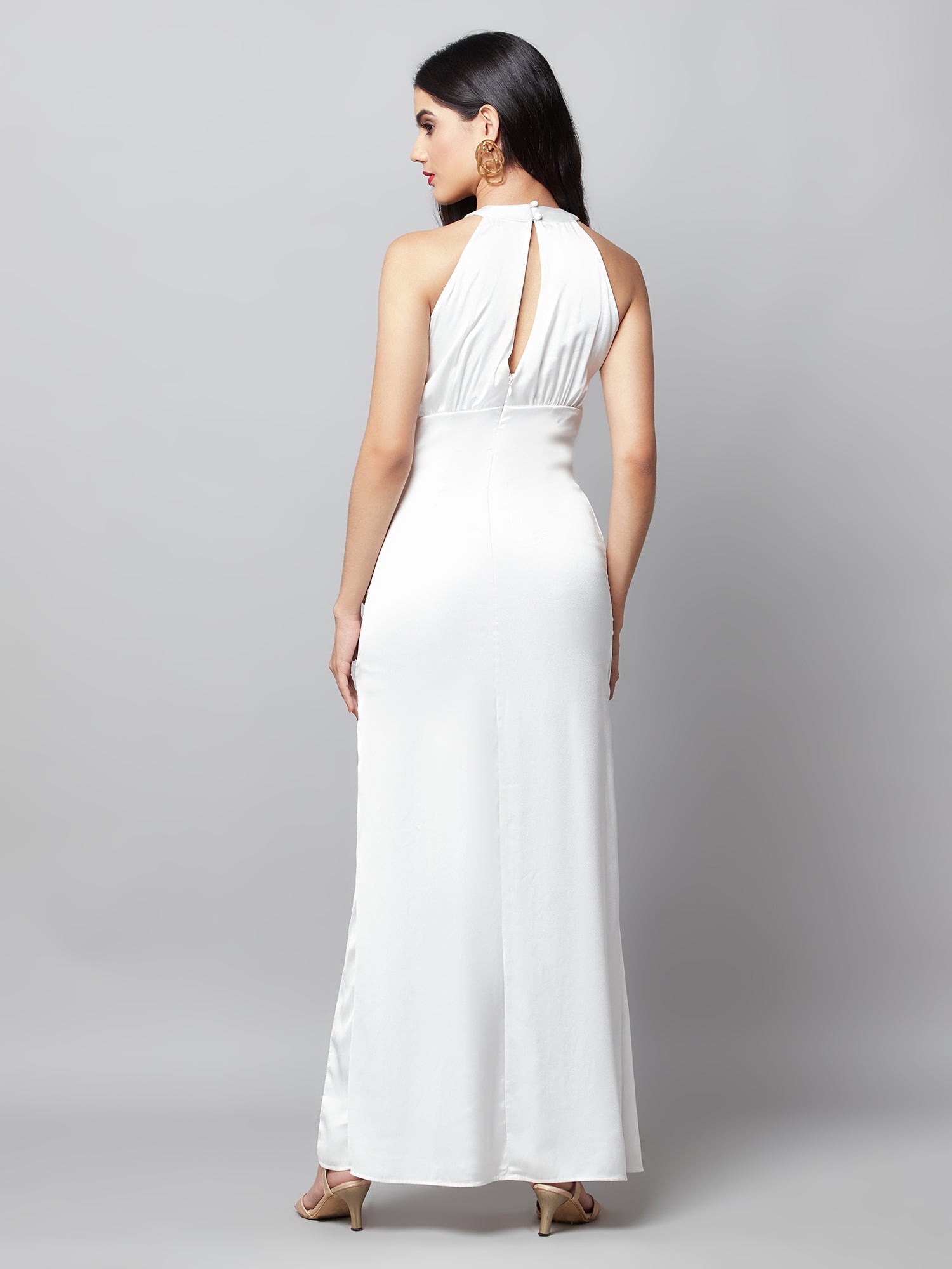 ivory gardenia white and gold floral dress