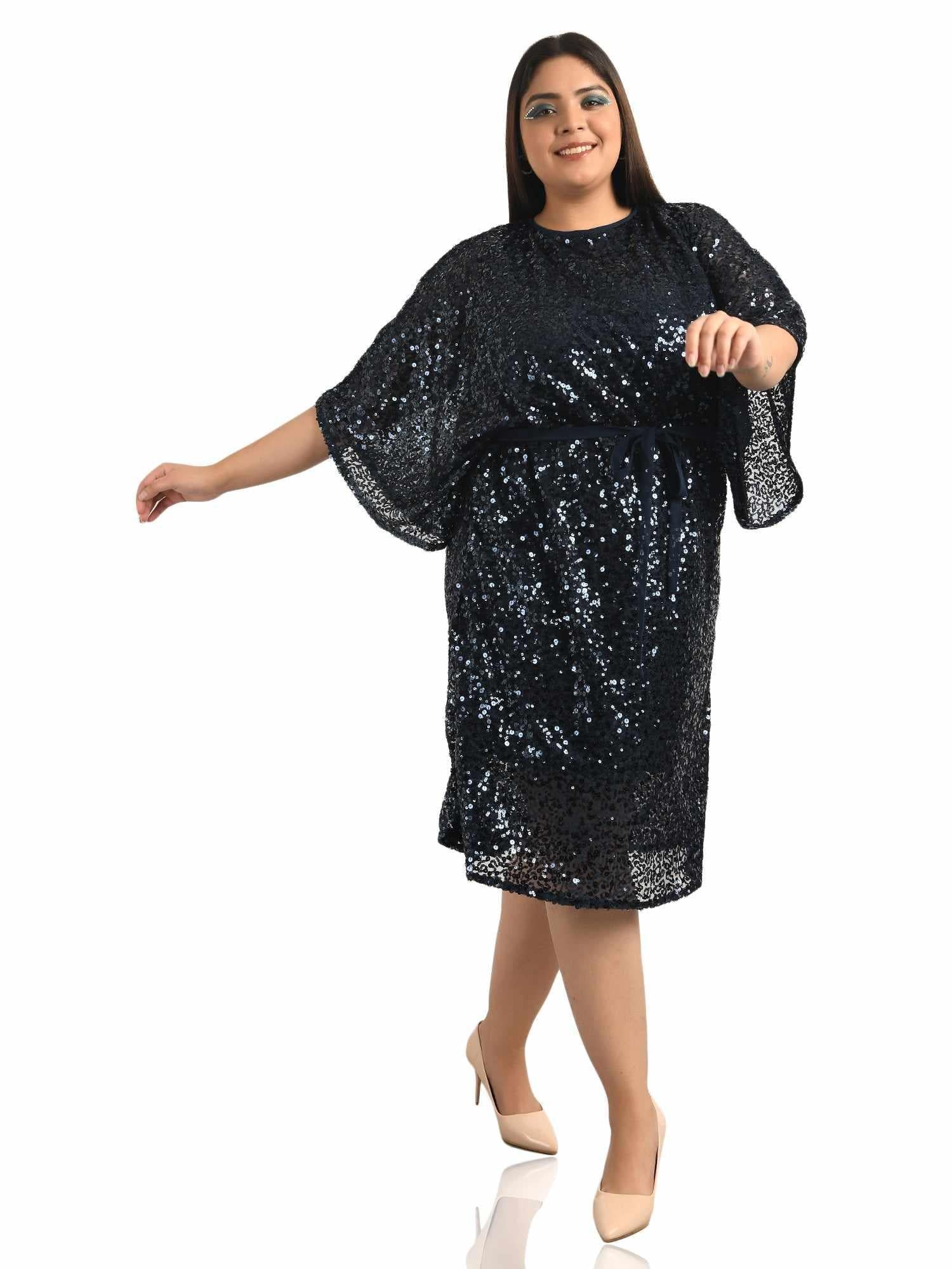 Drop Waist Blue Sequin Dress