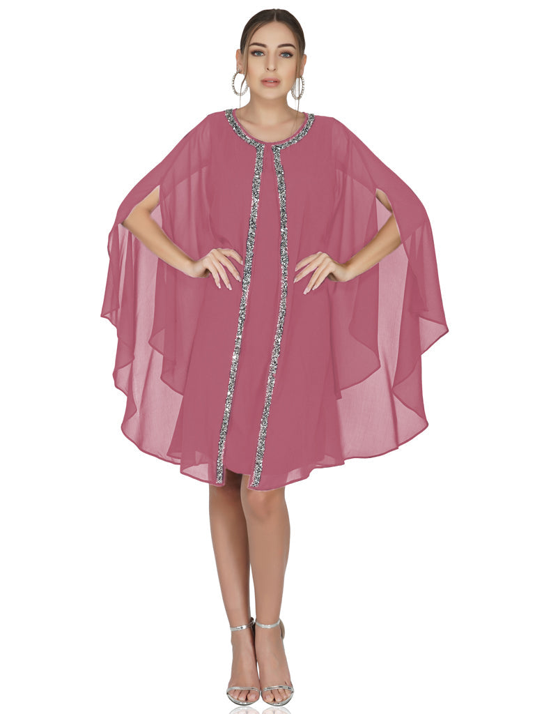 pink mantle style layered dress
