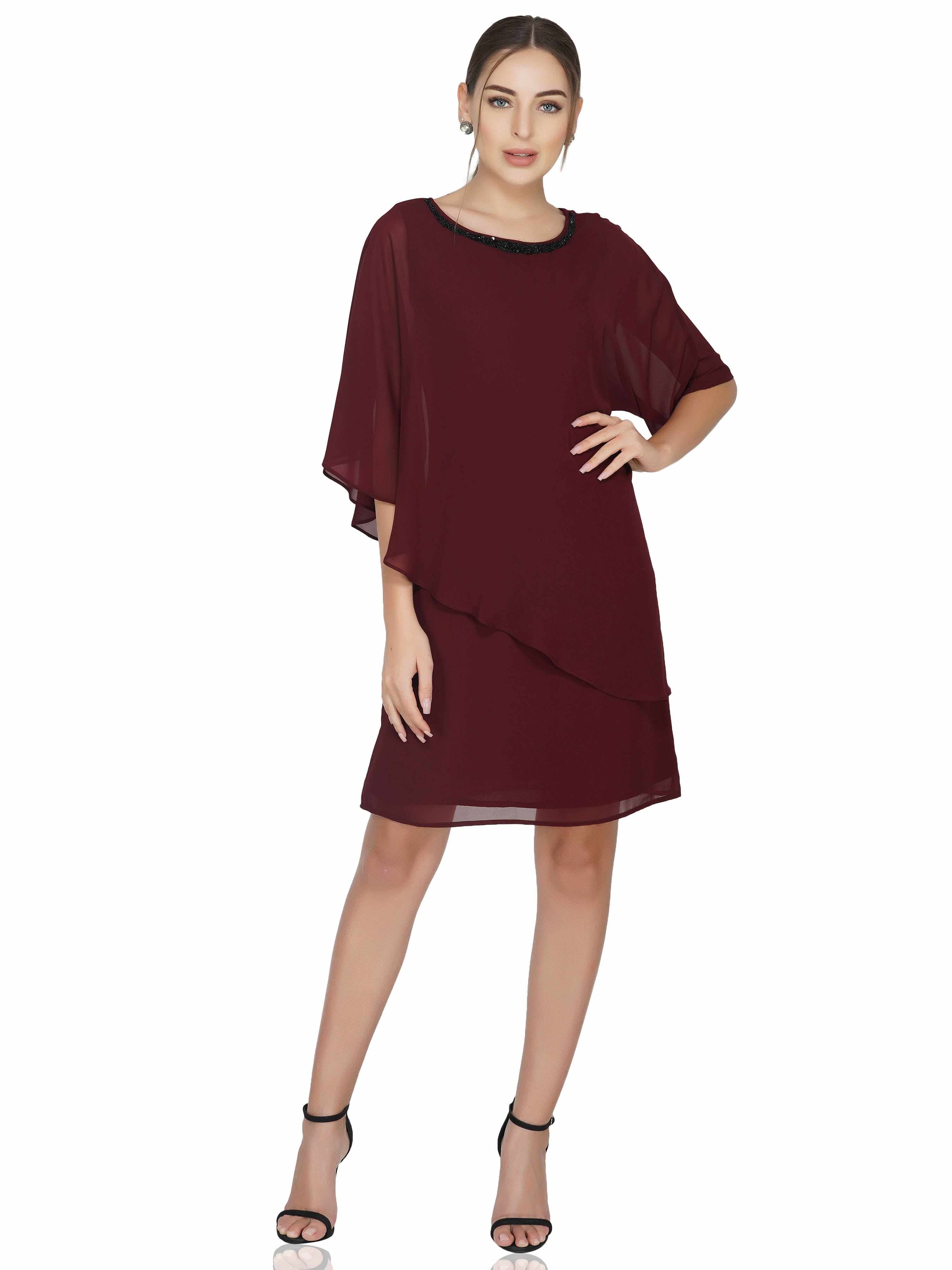 popover dress with neck embellishment