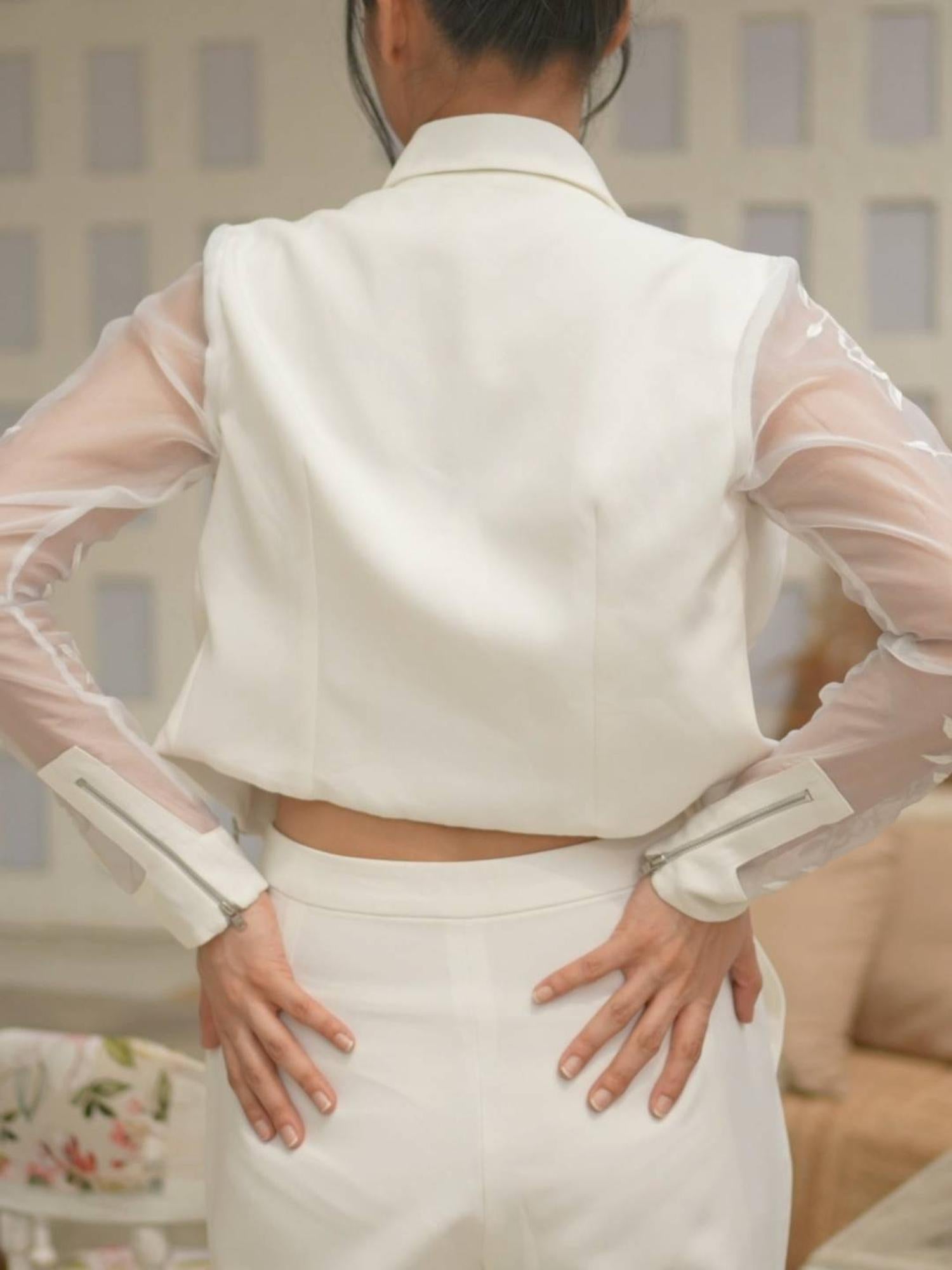 Dreamy Embroidered White Blazer