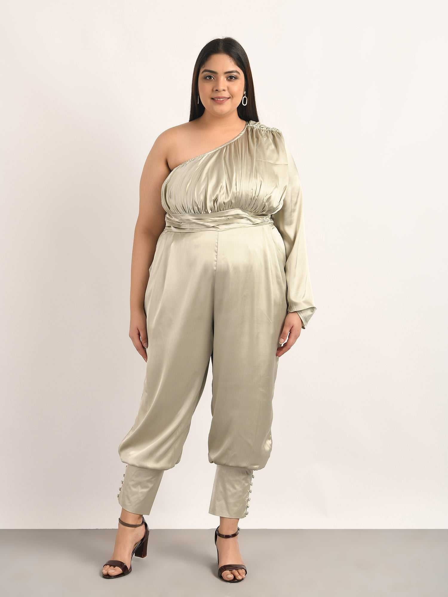 attic curves shining star silver jumpsuit