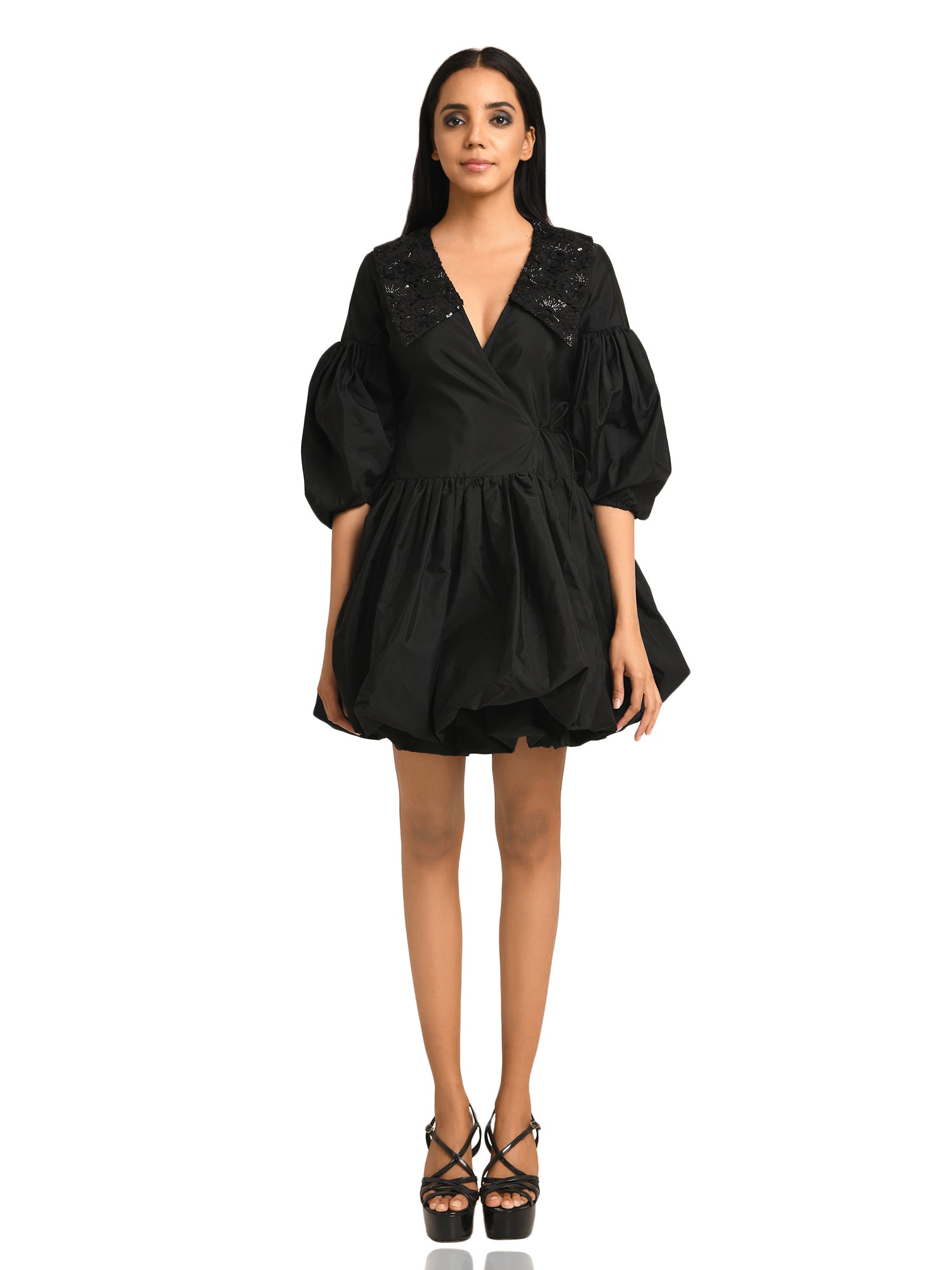 black spring flouncy dress