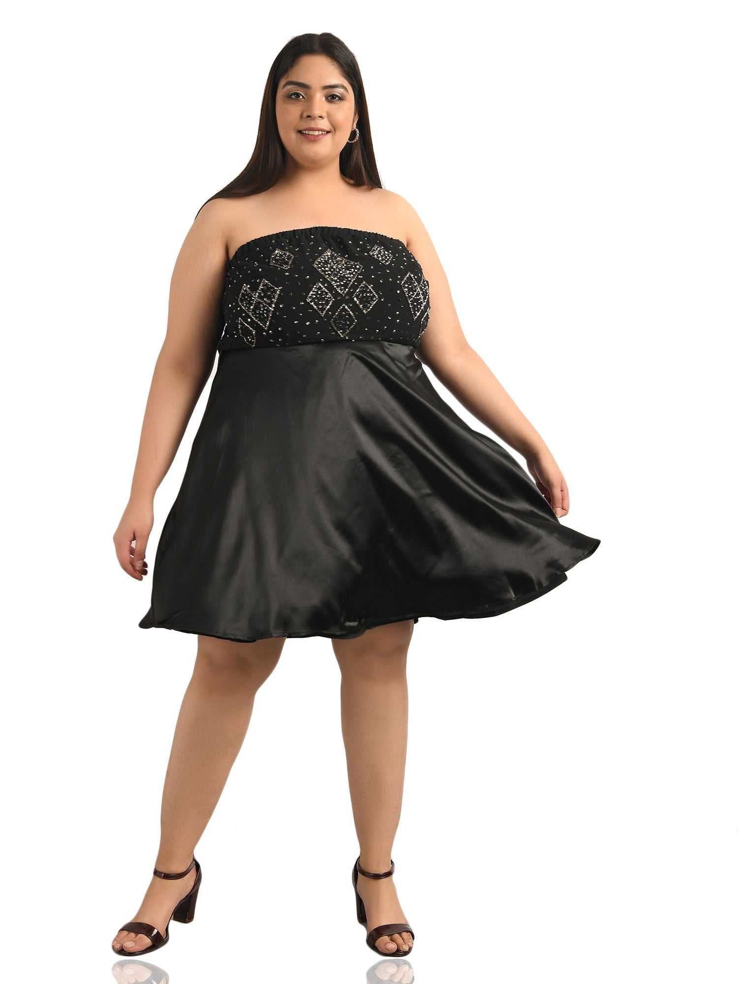 black tube embroidered western wear dress india