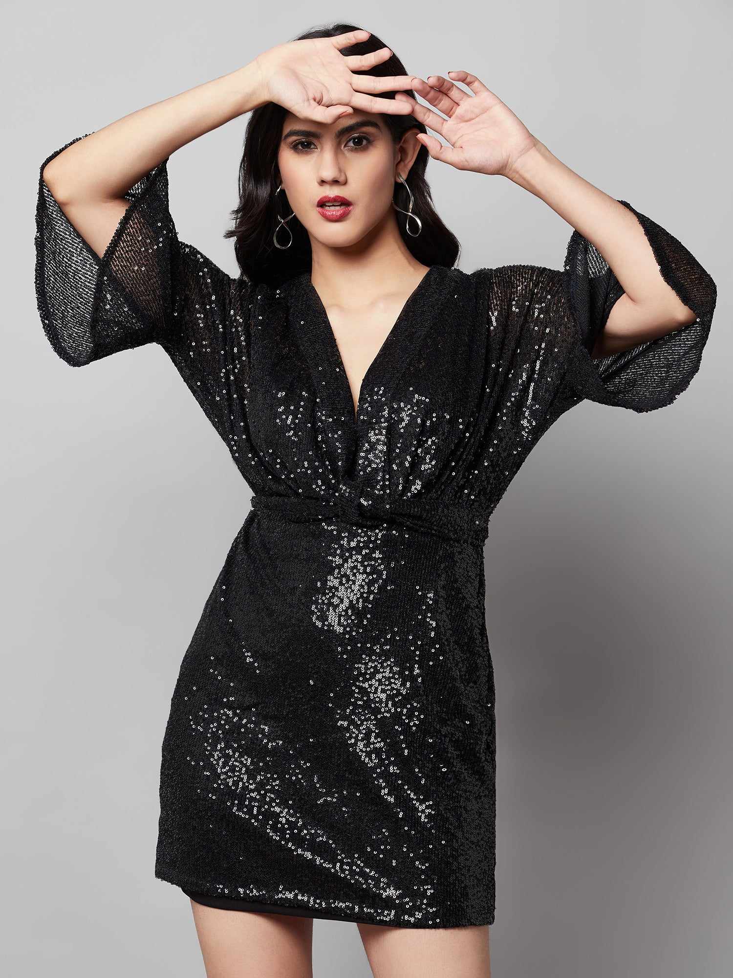 alina mini black on black dress