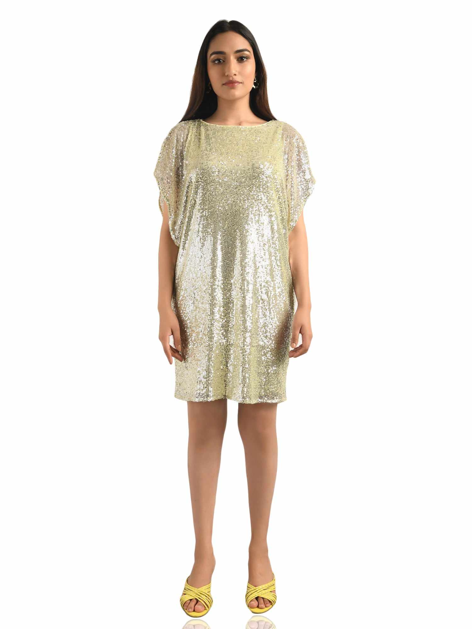 slim fit dress slacks Cape-Sleeve Beaded Formal Dress: Ladivine CD0239 Mocha Gold / 6 main image 0