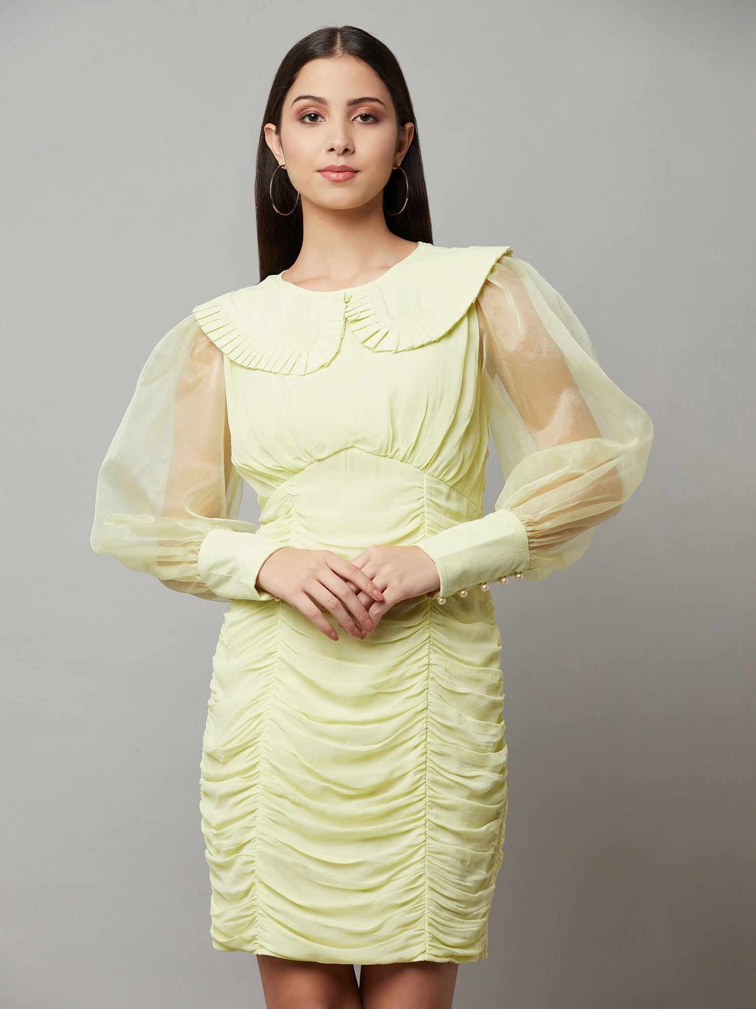lemon ruche over me sassy dress