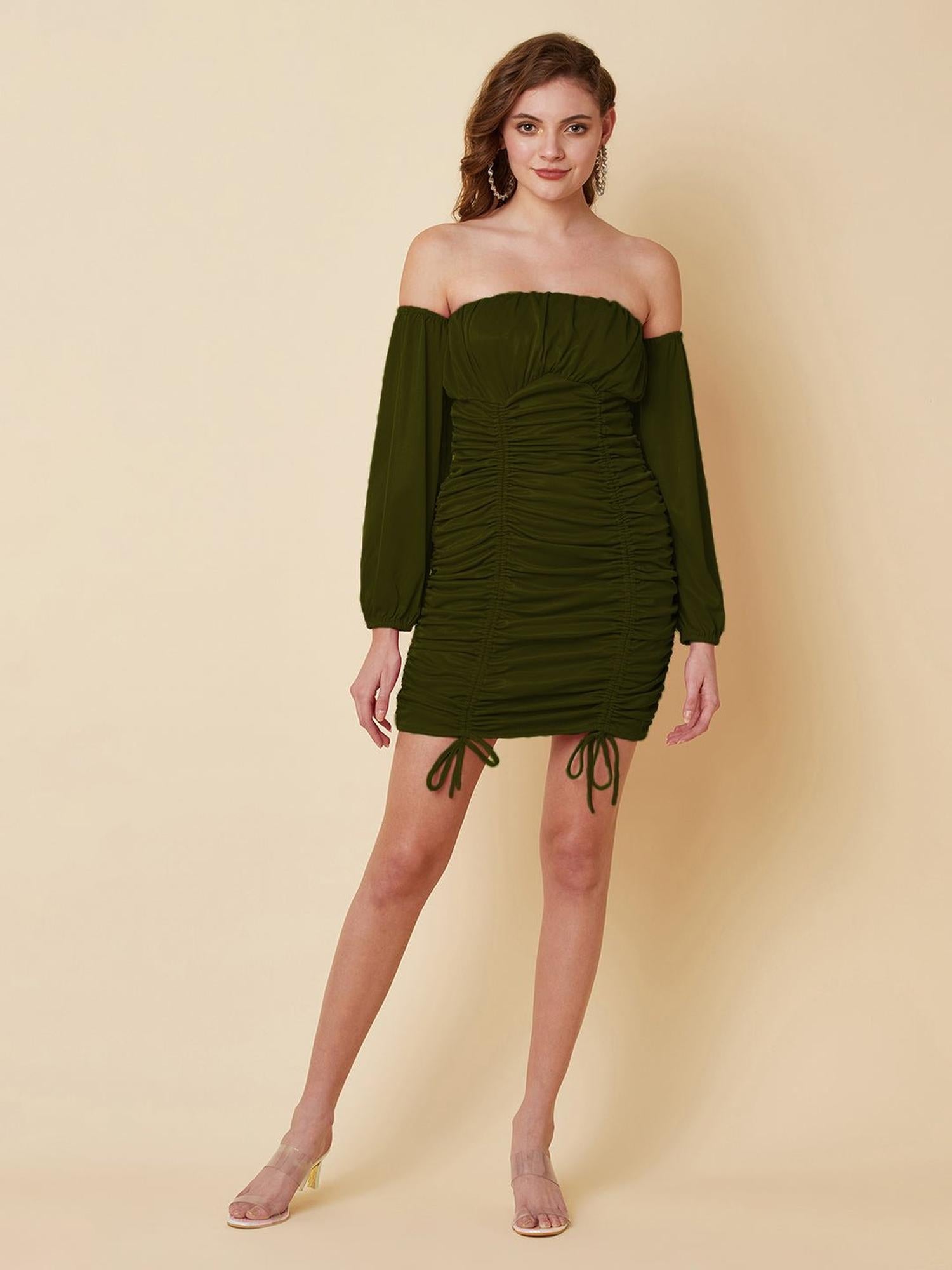 Party Olive Ruche Dress