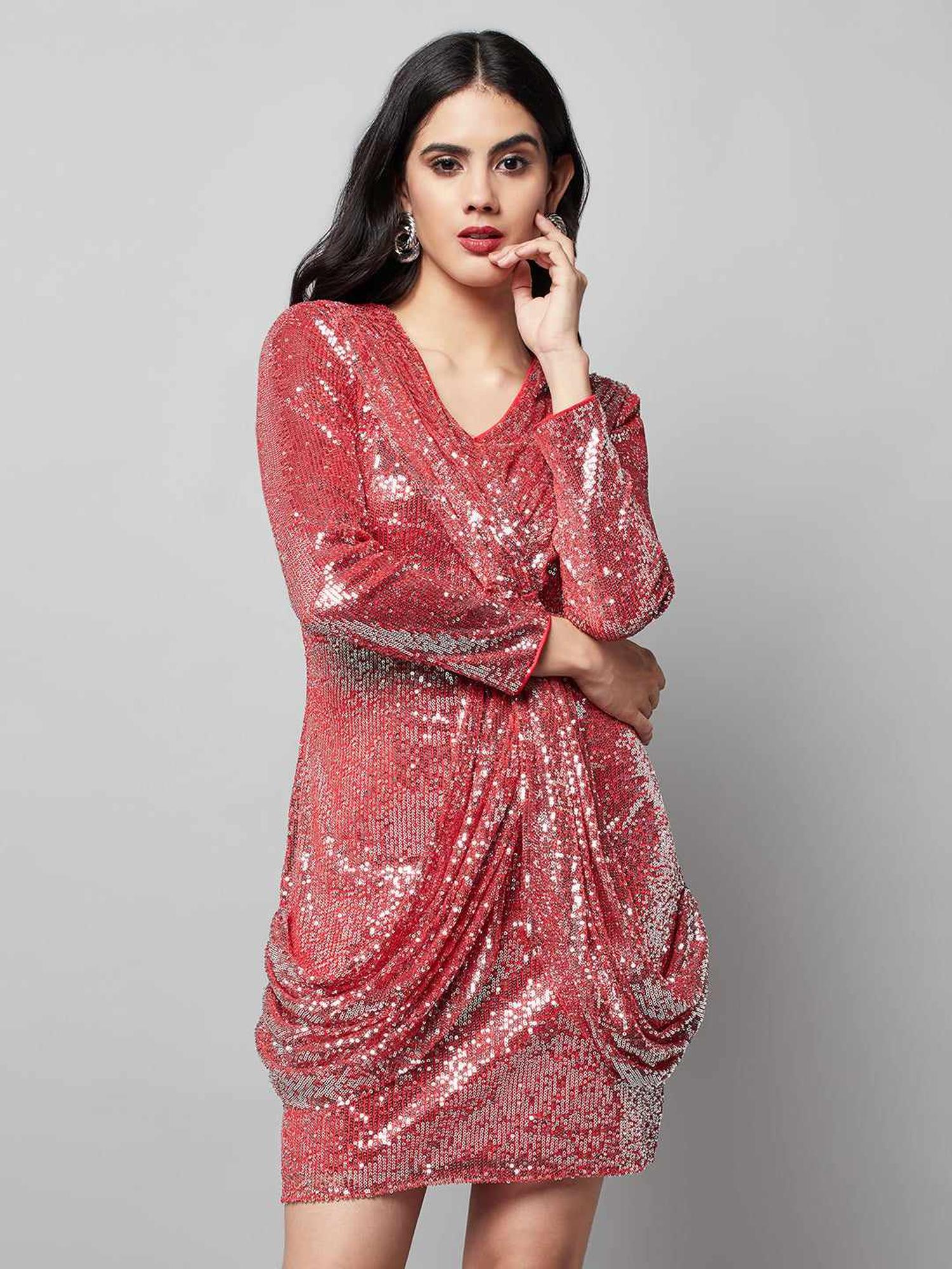Shimmery Nights Red Party Dress