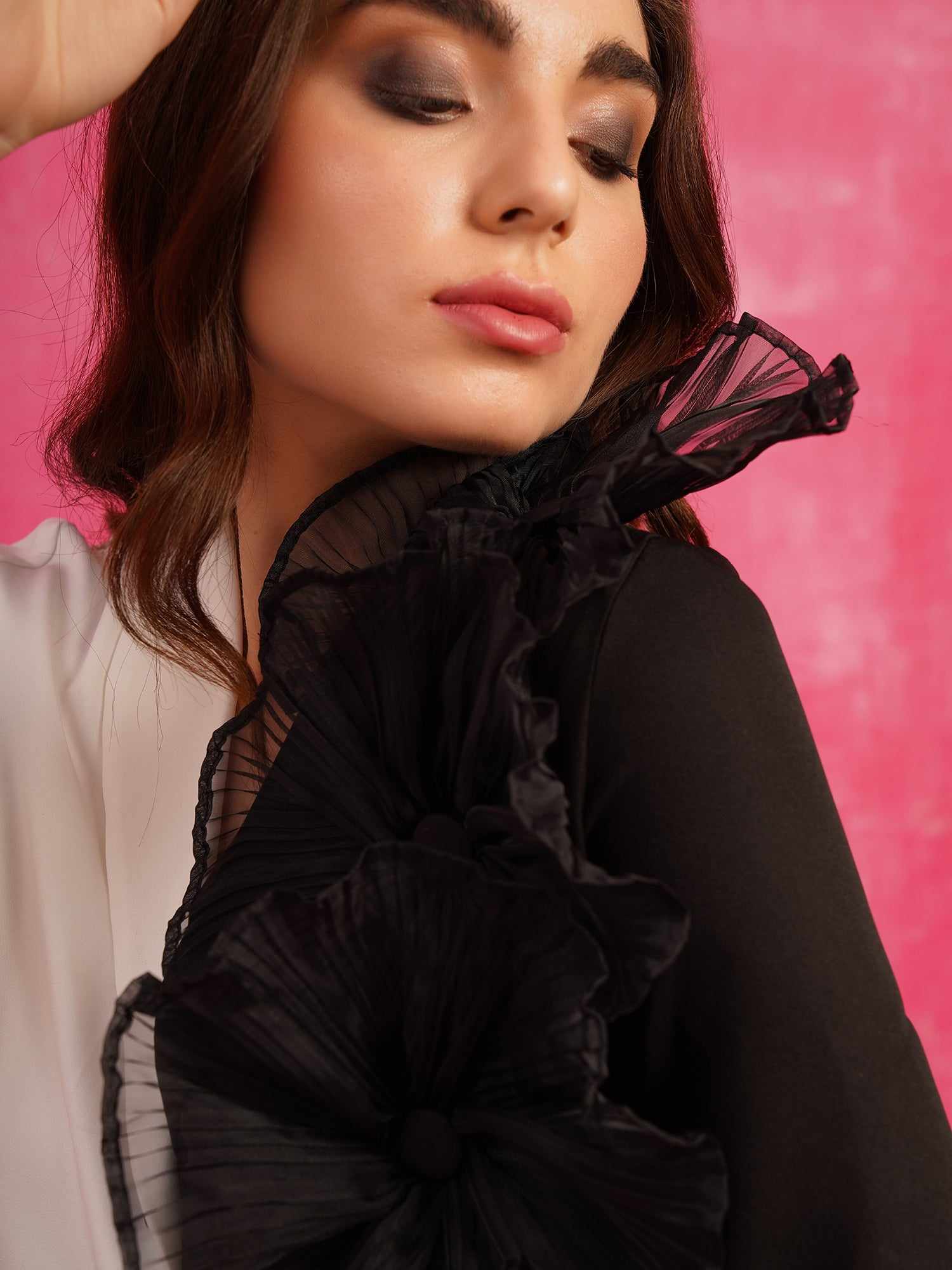 corsage white black blazer dress