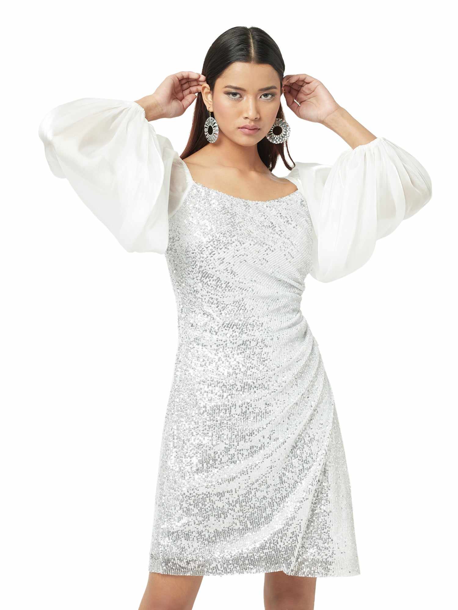 mesh shimmer soul party dress