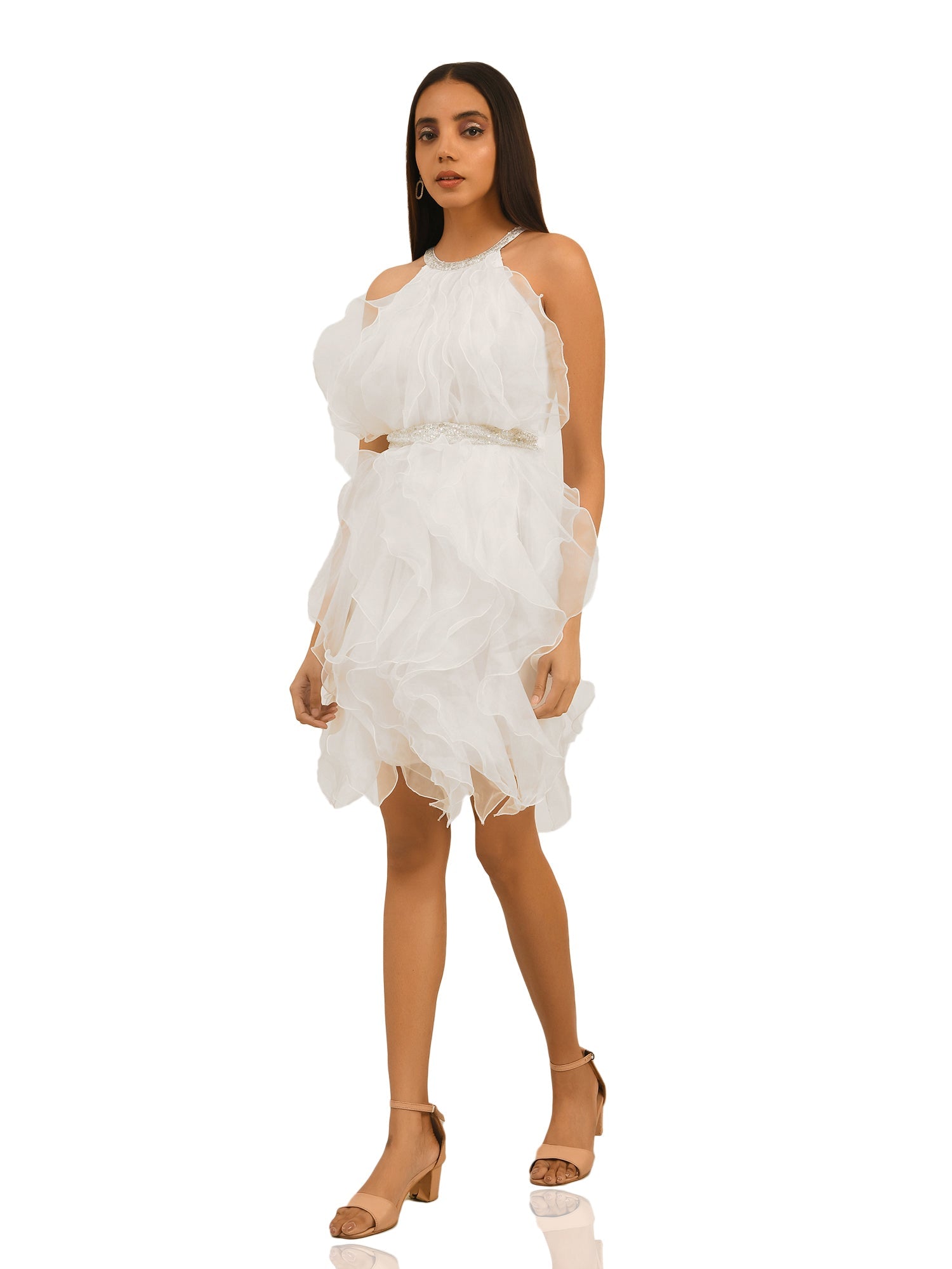 amelie all over white ruffle dress