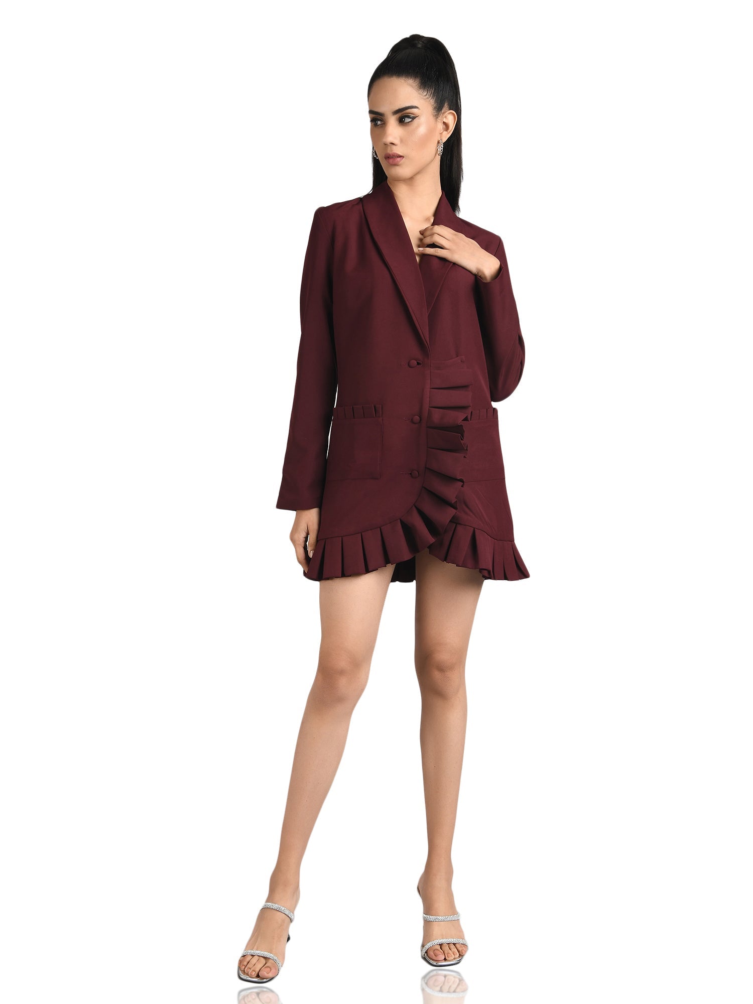 tangerine tailored box pleats dress