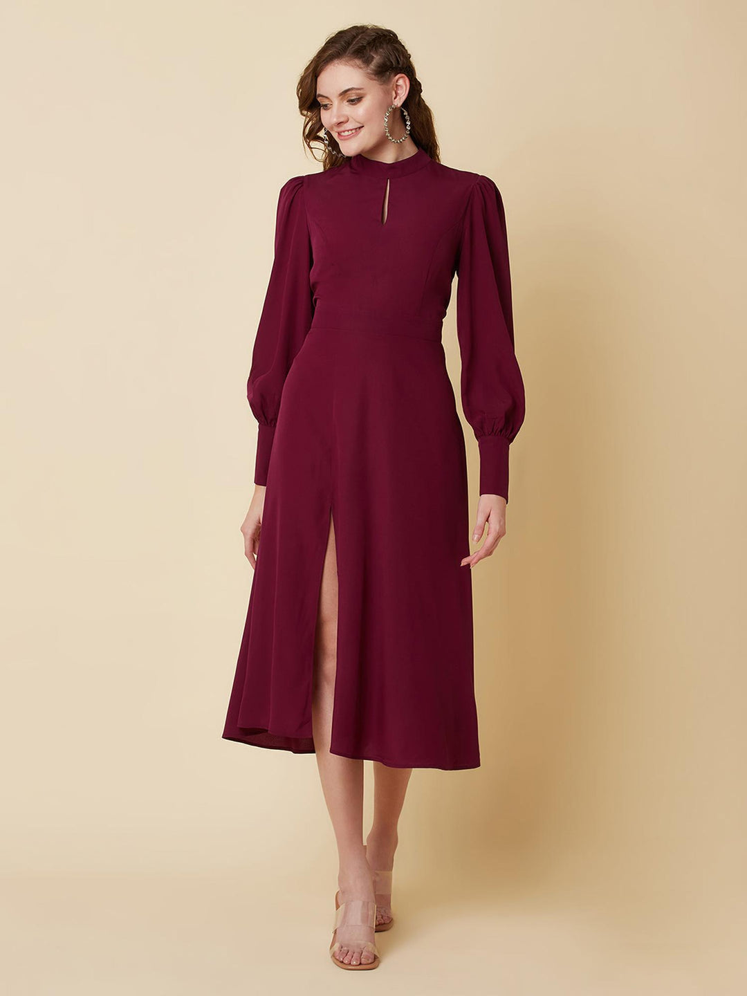 sassy wine slit dress